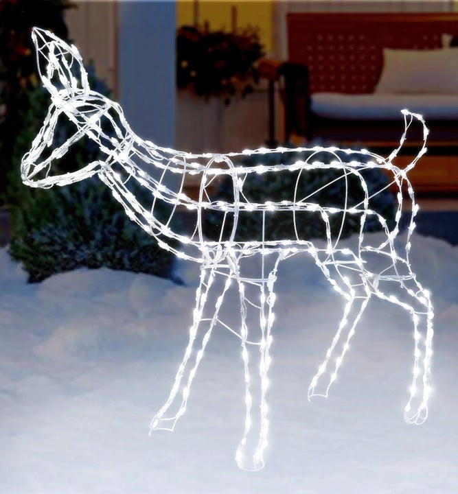 46 Twinkling LED Woodland Doe Outdoor Sculpture - Solar Powered Deer Statue for Garden, Yard, and Patio Decor - Perfect for Christmas, Halloween, and Outdoor Party Lighting