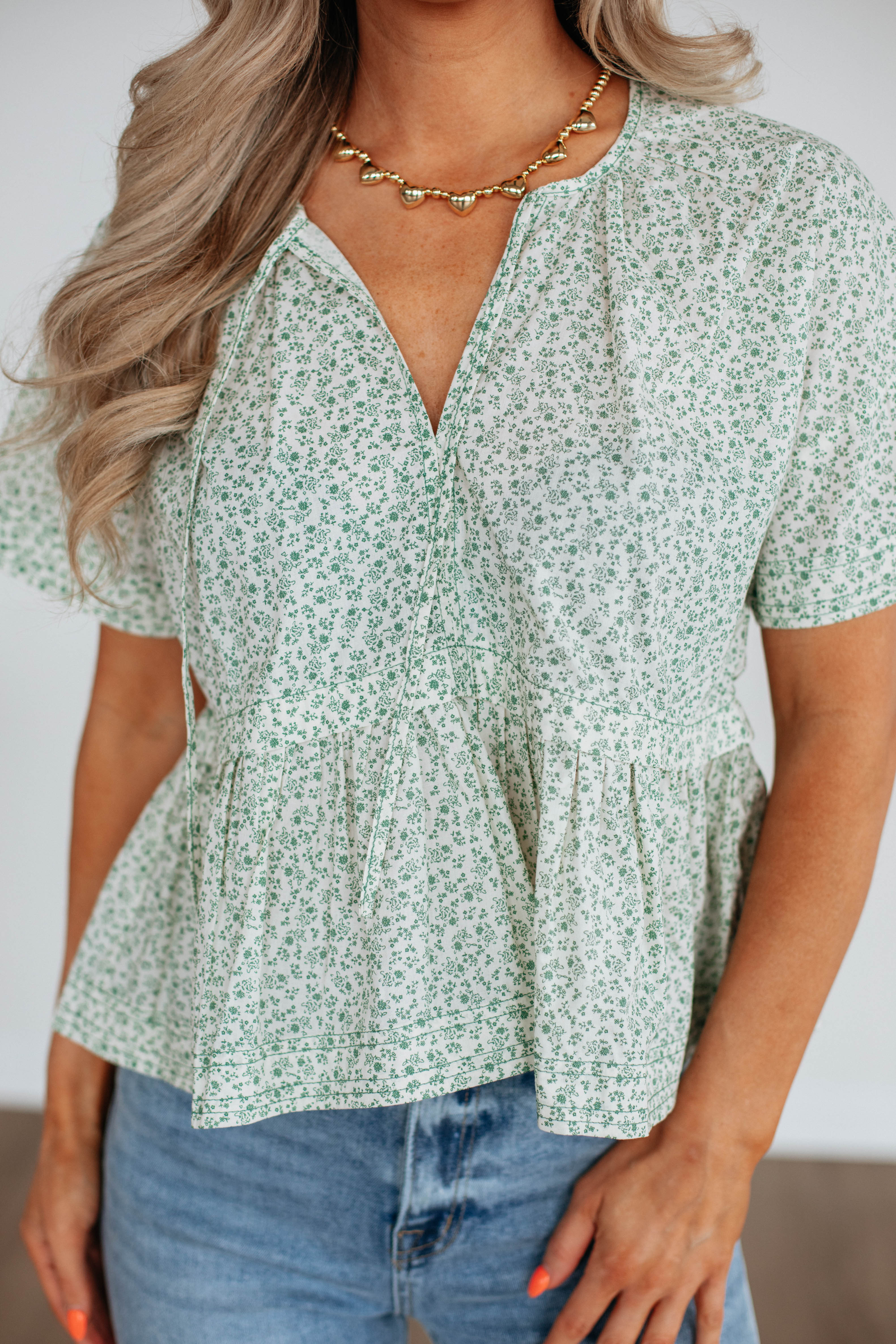 Chloe Floral Print Blouse - Women's Elegant Hunter Green Mix Top for Casual Wear & Office Outfits | Perfect for Spring Summer Fashion & Date Nights