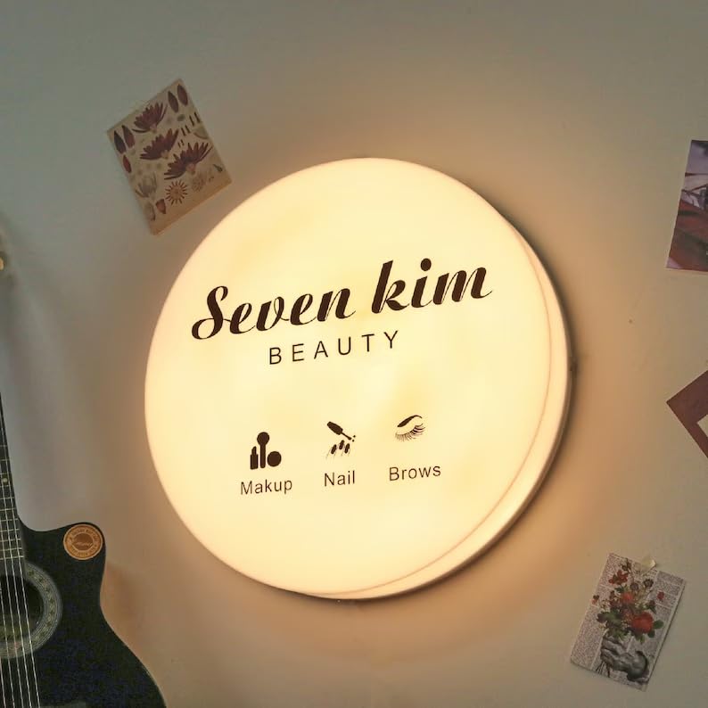 Custom LED Light Box with Acrylic Front - Personalized Logo Sign for Coffee Shops, Hotels & Retail Stores - Indoor Business Advertising & Decorative Lighting (Circle Shape)