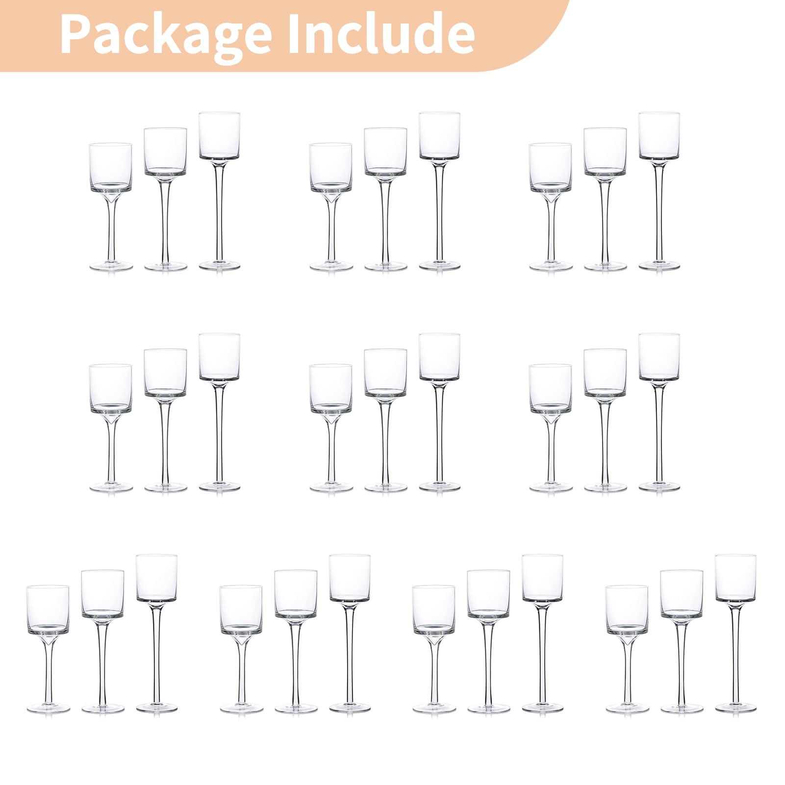 30 Pcs Clear Tall Glass Pillar Candle Holders - Elegant Tea Light Candle Holder Set for Wedding Centerpieces, Home Decor & Floating Candles | Perfect for Romantic Dinners, Party Decorations & Holiday Tablescapes