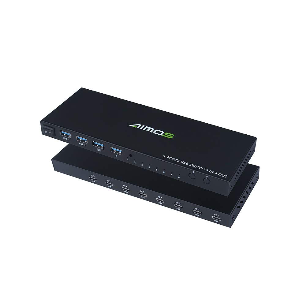 8-Port USB 2.0 Sharing Switch Box - 4 Input 8 Output USB Hub for Keyboard, Mouse, Printer & Flash Drive | Multi-Computer Peripheral Sharing Solution for Office & Home Workspace