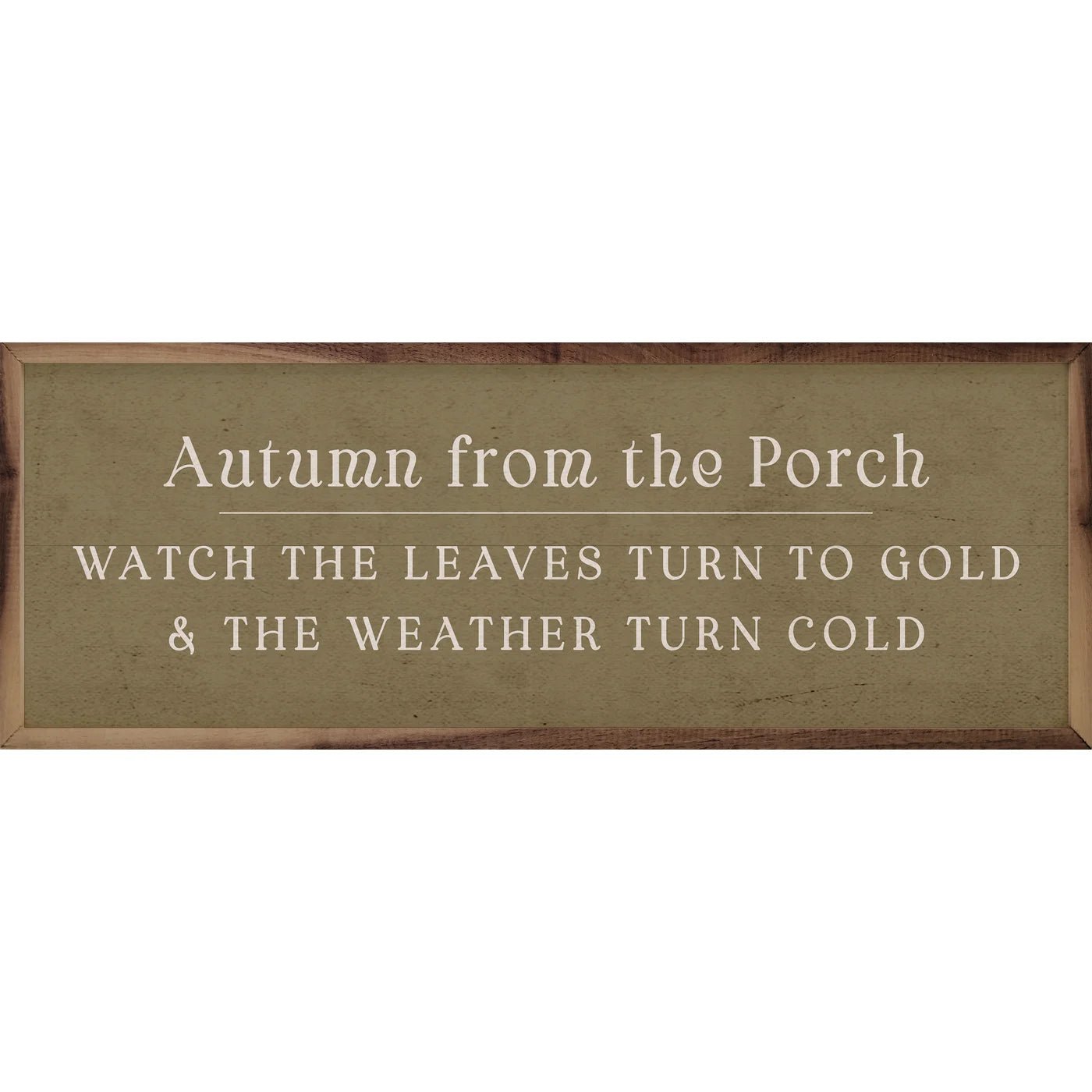 Autumn From The Porch Green Wood Framed Print - Rustic Wall Art Decor for Living Room, Bedroom & Office - Seasonal Home Decoration