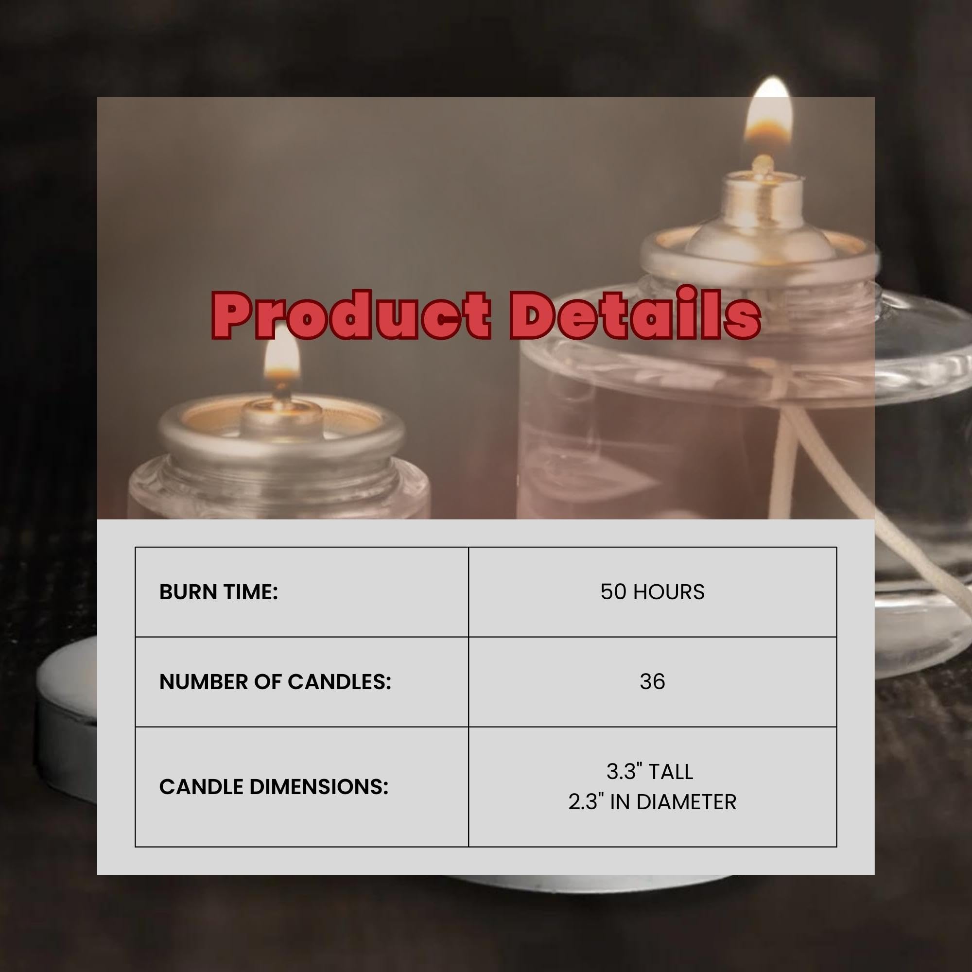 Hollowick 50-Hour Disposable Liquid Candles - 36 Pack Clear Fuel Oil for Glass Votive Holders, Child-Safe Restaurant & Wedding Table Decor - Perfect for Romantic Dinners, Events & Home Ambiance