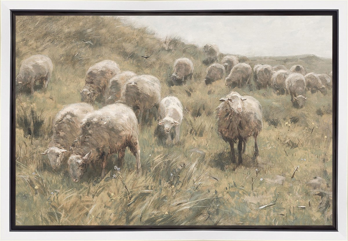 Premium Green Pastures Gallery Wrap Canvas Wall Art - Handmade Landscape Painting for Living Room, Bedroom & Office Decor