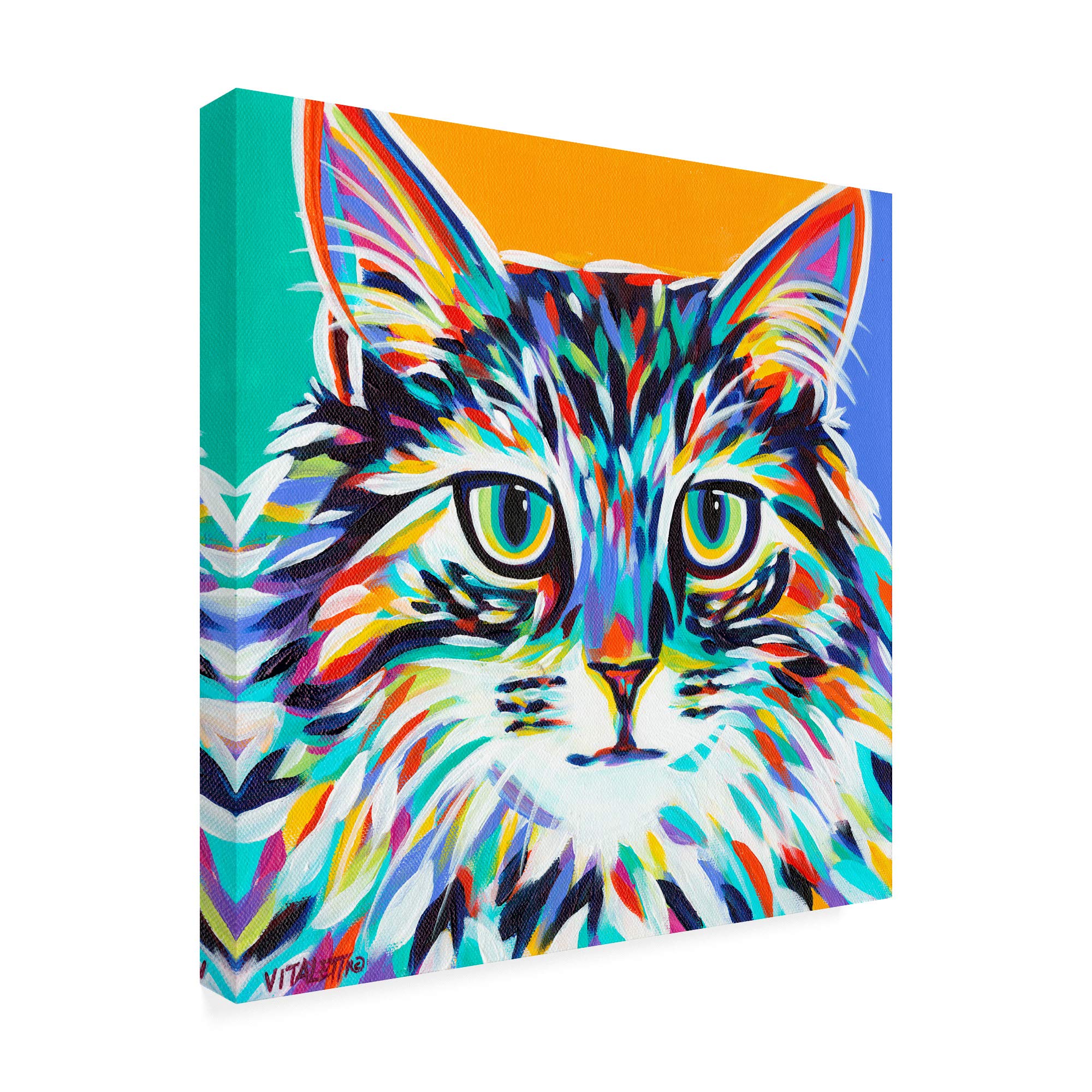 Carolee Vitaletti Dramatic Cats I Fine Art Print - 18x18 Inches - Modern Home Decor for Living Room, Bedroom & Office