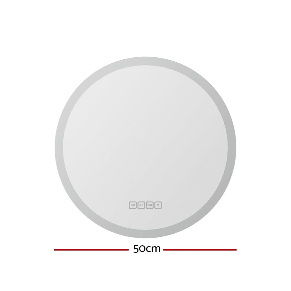 Embellir Bluetooth LED Wall Mirror with Light - 50CM Round Bathroom Mirror with Adjustable Lighting - Perfect for Makeup, Shaving & Home Decor