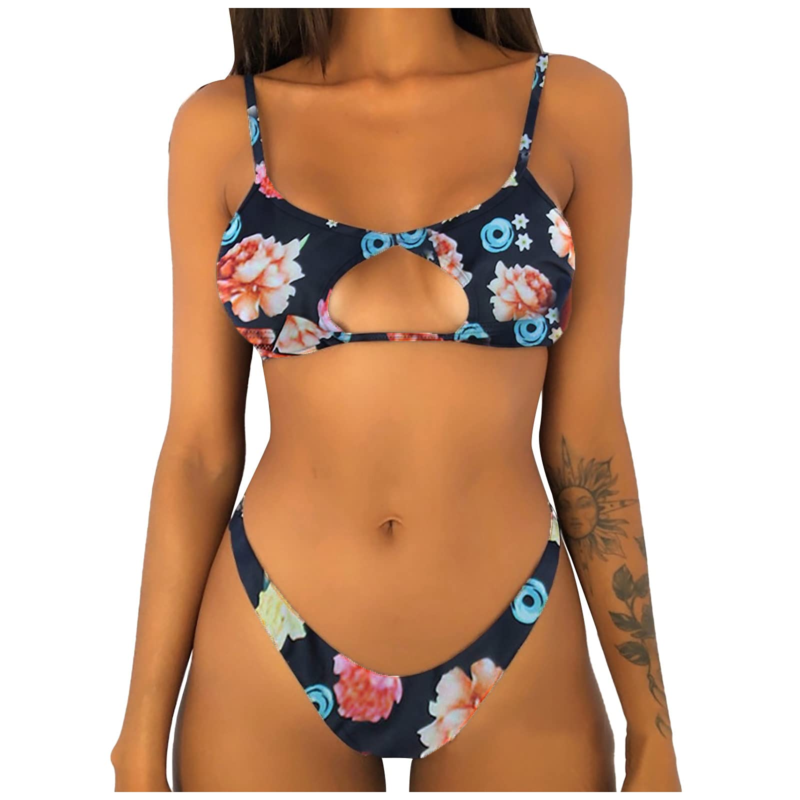 Sexy Printed V-Neck Halter Bikini Set - Women's Summer Beach Swimwear for Pool Party & Vacation | Flattering Two Piece Swimsuit with Adjustable Ties