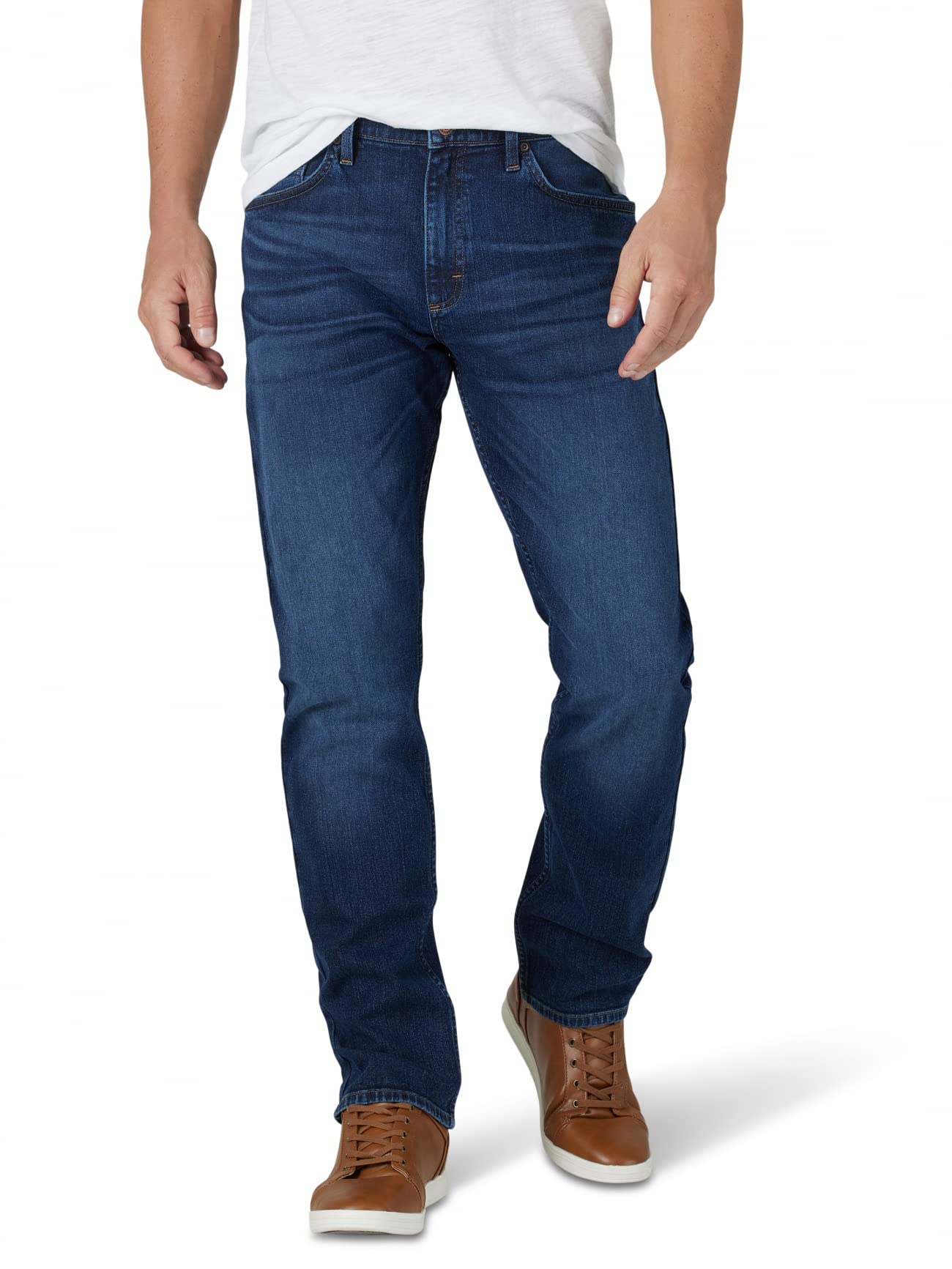 Wrangler Authentics Men's Athletic Fit Stretch Jean - Comfortable & Durable Denim Pants for Work, Casual Wear & Outdoor Activities