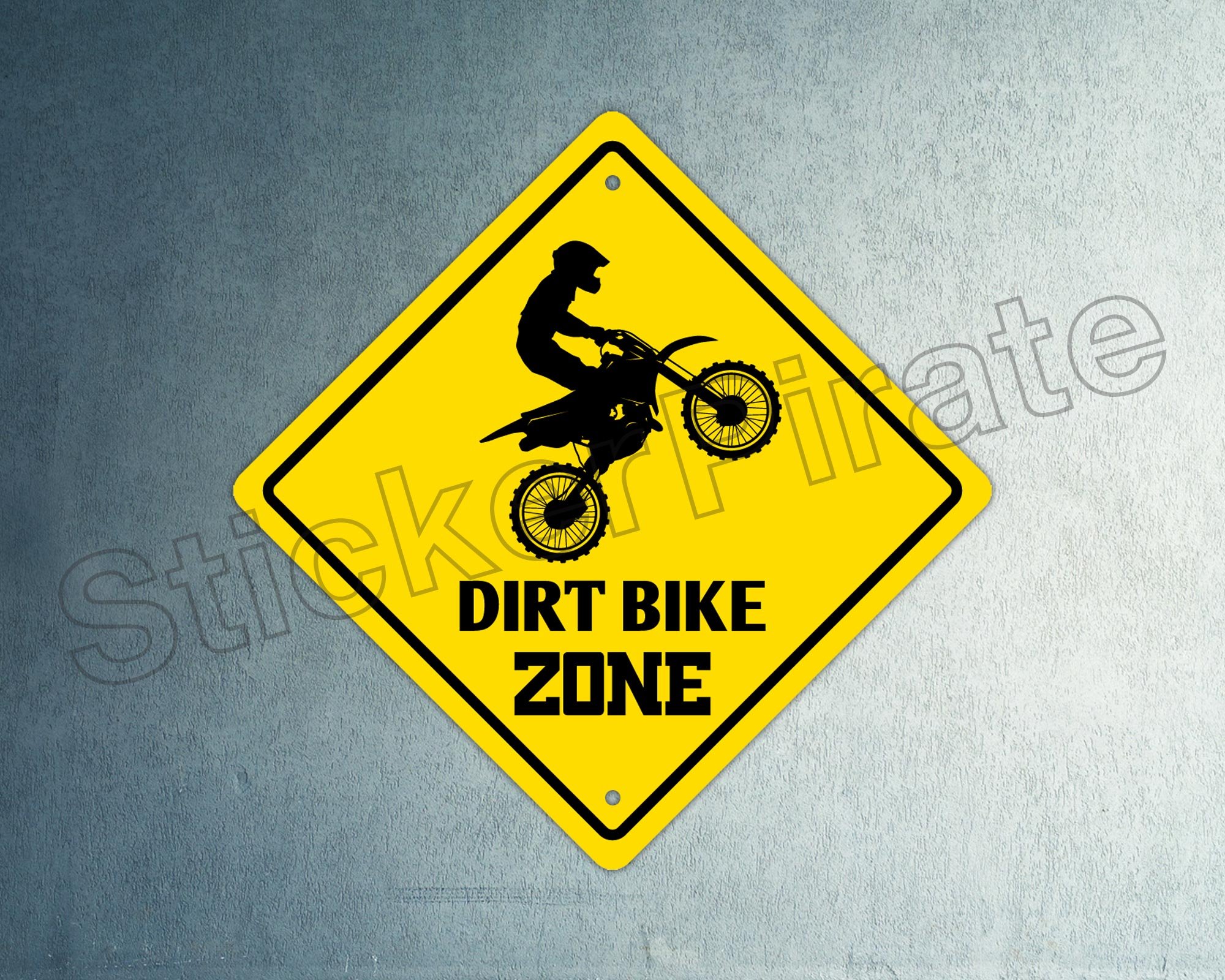 StickerPirate Funny Dirt Bike Zone Novelty Sign - Perfect for Motorcycle Garage, Man Cave & Off-Road Enthusiasts