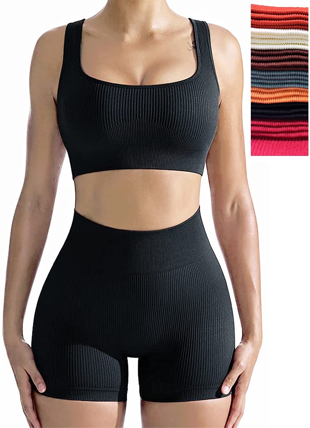 Niyokki Women's Seamless Workout Sets - 2 Piece Matching Yoga Outfits with Crop Top & Leggings | Gym, Running, Fitness & Lounge Wear