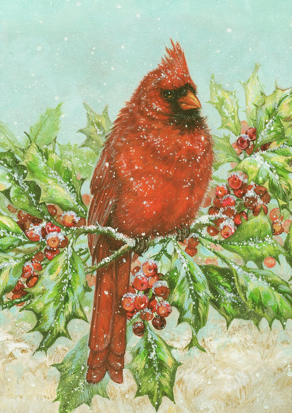 Toland Home Garden 12x18 Inch Double Sided Winter Holly Cardinal Flag - Outdoor Holiday Decoration for Yard, House & Garden - Perfect for Christmas, Winter Season & Front Porch Decor