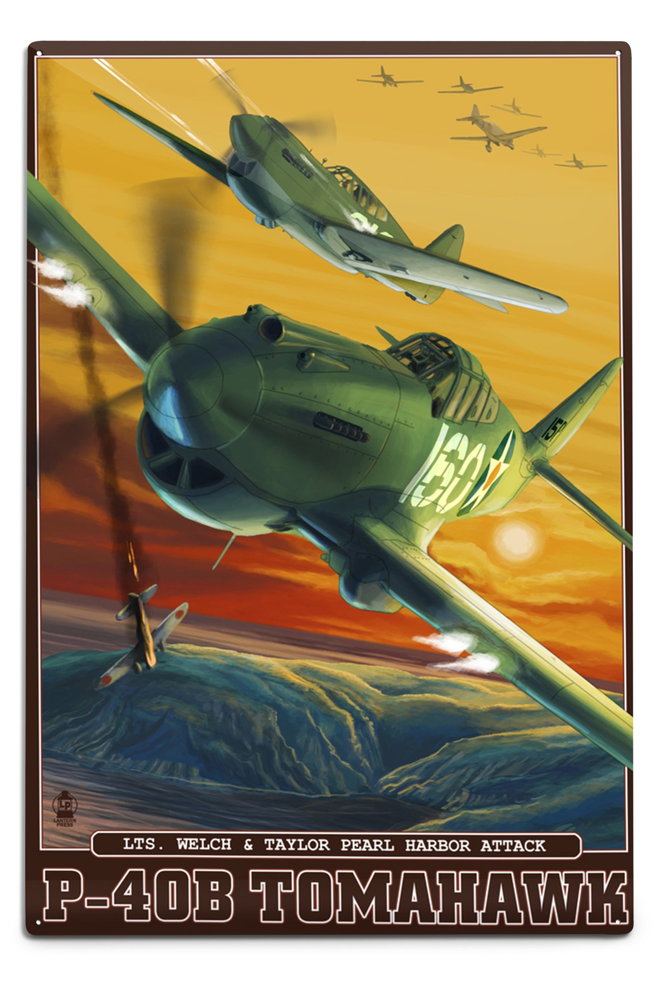 Pearl Harbor Hawaii P-40B Tomahawks 6x9 Aluminum Art Sign - Vintage Military Aircraft Wall Decor for Home, Bar, Garage & Man Cave - Indoor Outdoor Metal Plaque