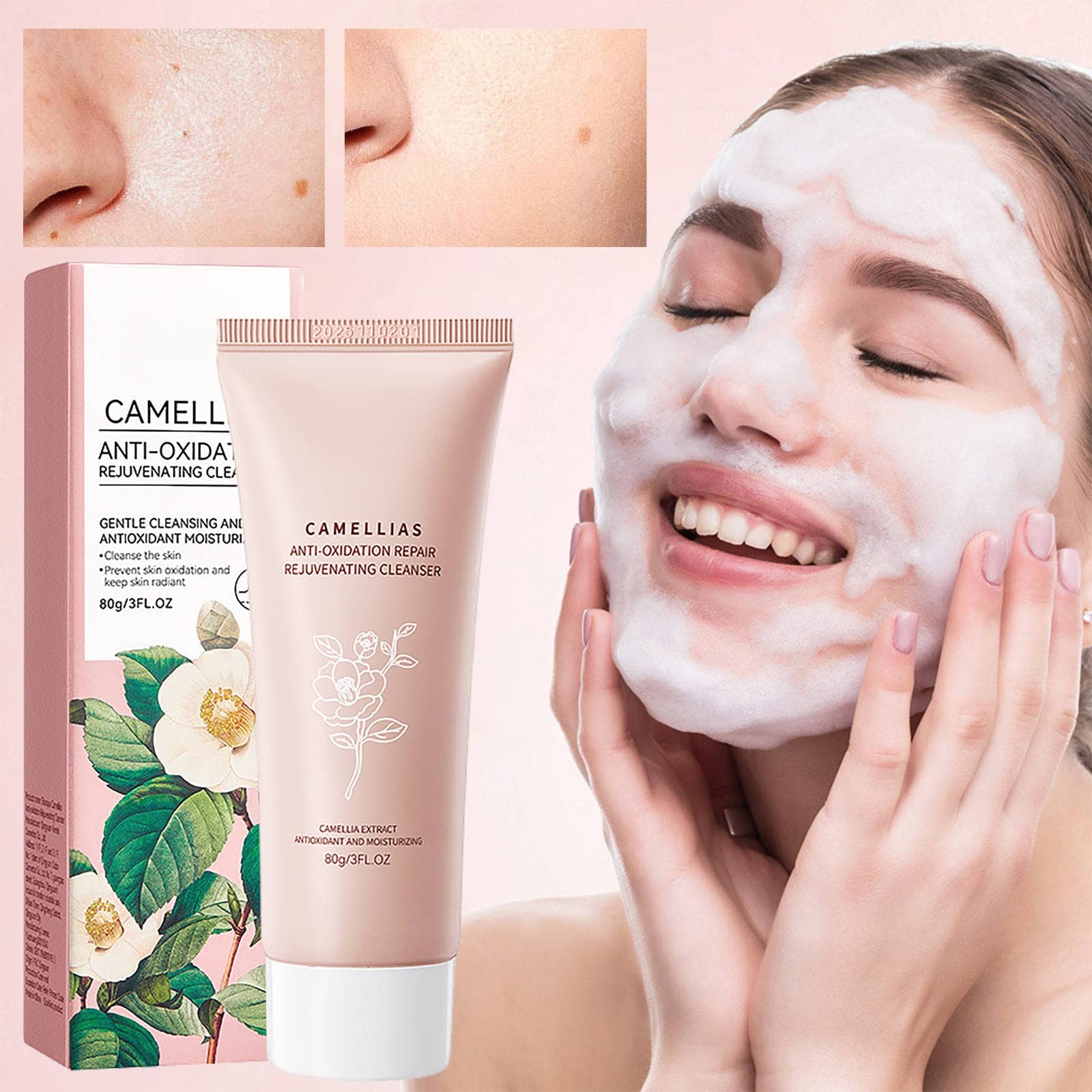 Camellia Anti-Oxidant Facial Cleanser - Deeply Moisturizing, Purifying & Oil Control Gentle Face Wash (80ml) for Daily Skincare Routine | Stress-Relief Body Wash for Relaxing Bath Time
