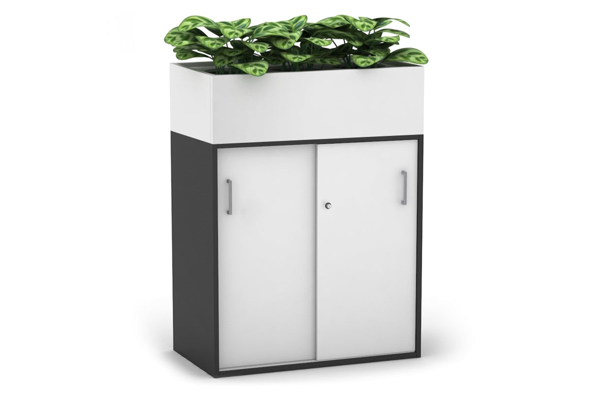 Uniform Medium Credenza with Planter Box - 800W x 1125H x 428D - Modern Storage Cabinet for Living Room, Bedroom or Office - Perfect for Home Organization and Indoor Plant Display