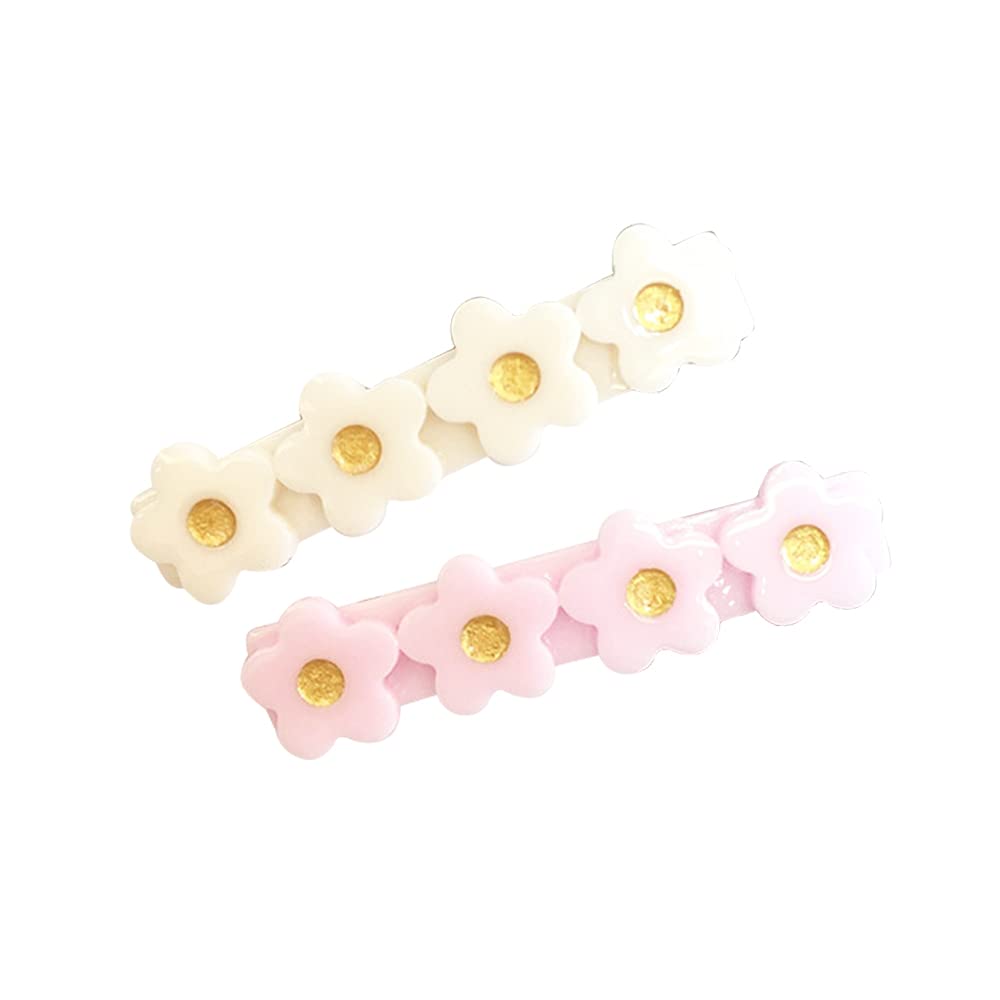 6pcs Cute Acrylic Flower Hair Clips for Girls & Women - Pink Rose Hair Barrettes with Blue Accents | Hair Accessories for Parties, Weddings & Daily Wear