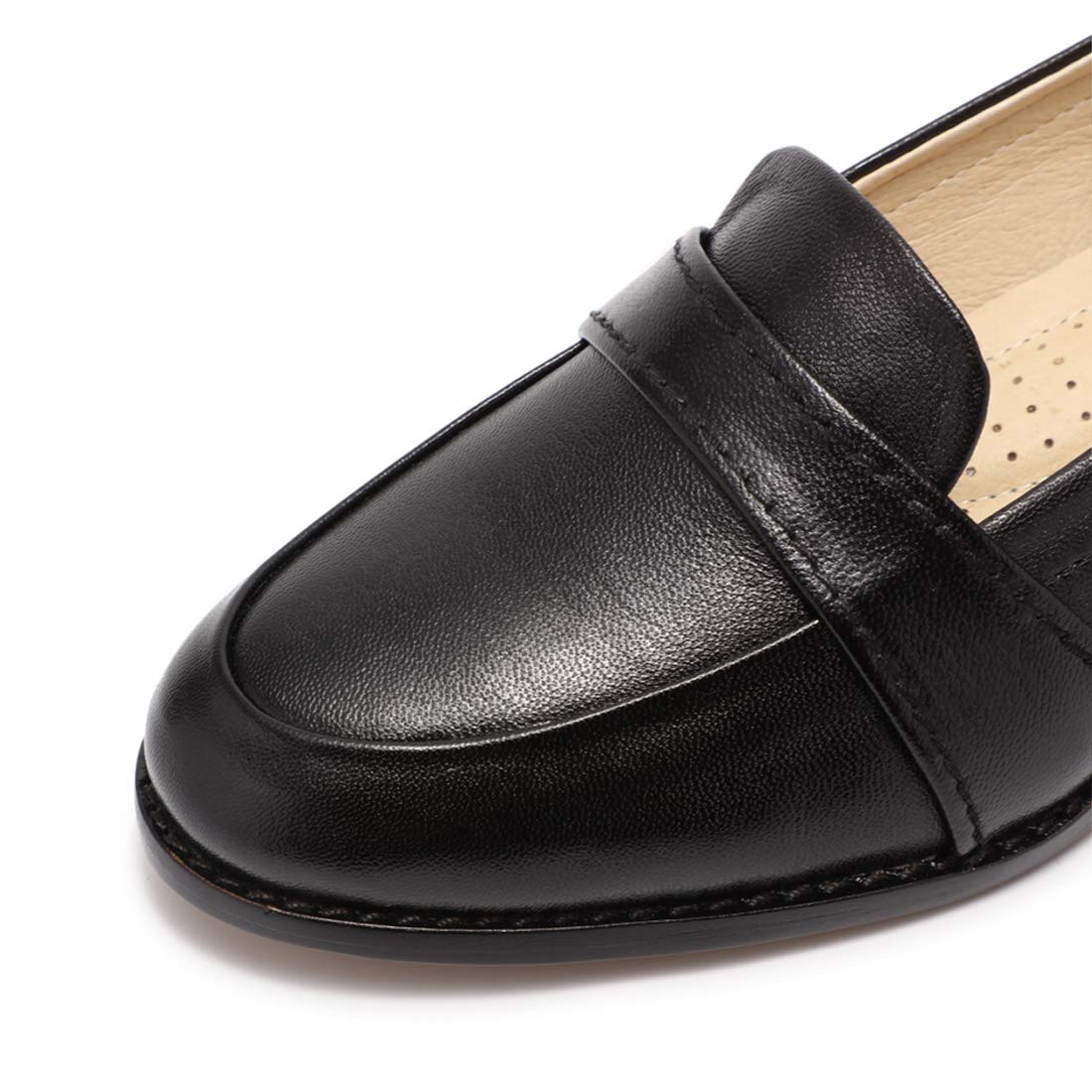 Women's Leather Penny Loafers Slip-On Flats - Comfortable Office Shoes for Professional Women | Business Casual & Everyday Wear