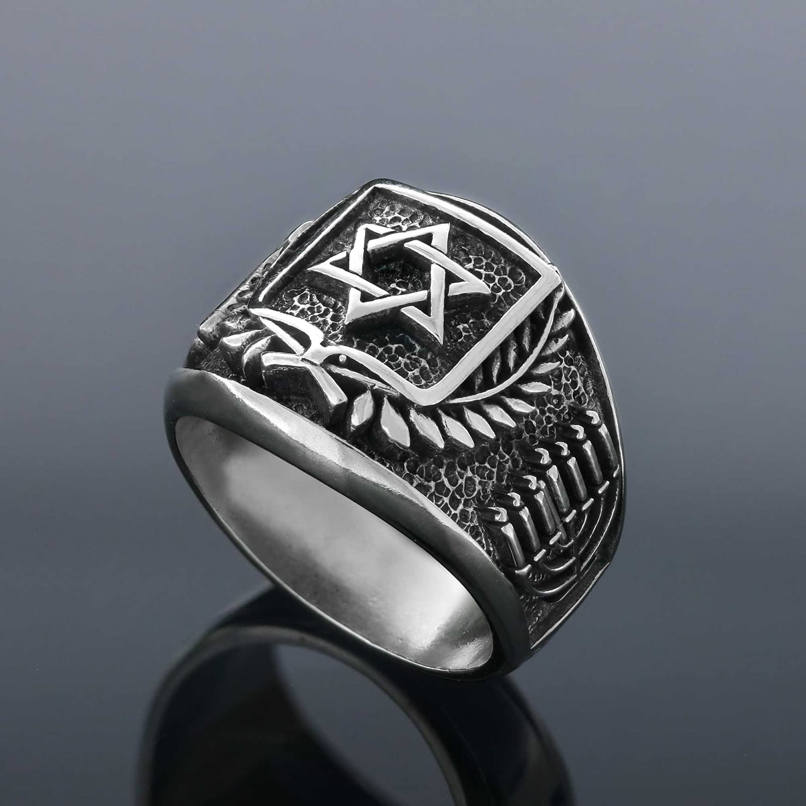 Star of David Ring - Jewish Star Jewelry with Custom Hebrew Engraving | Magen David & Shield of David Ring | Perfect for Hanukkah Gifts, Bar Mitzvah & Jewish Wedding Jewelry