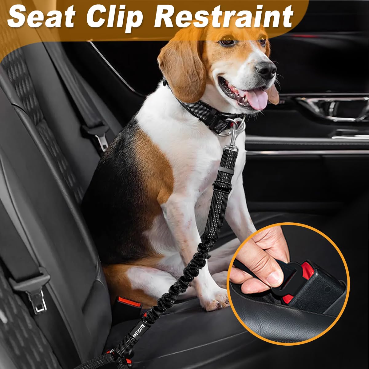 3-Piece Retractable Dog Seat Belt Set - Adjustable Heavy Duty Pet Car Harness for Vehicle Headrest Restraint - Elastic & Durable Safety Belt for Small, Medium & Large Dogs - Perfect for Road Trips, Vet Visits & Daily Car Rides