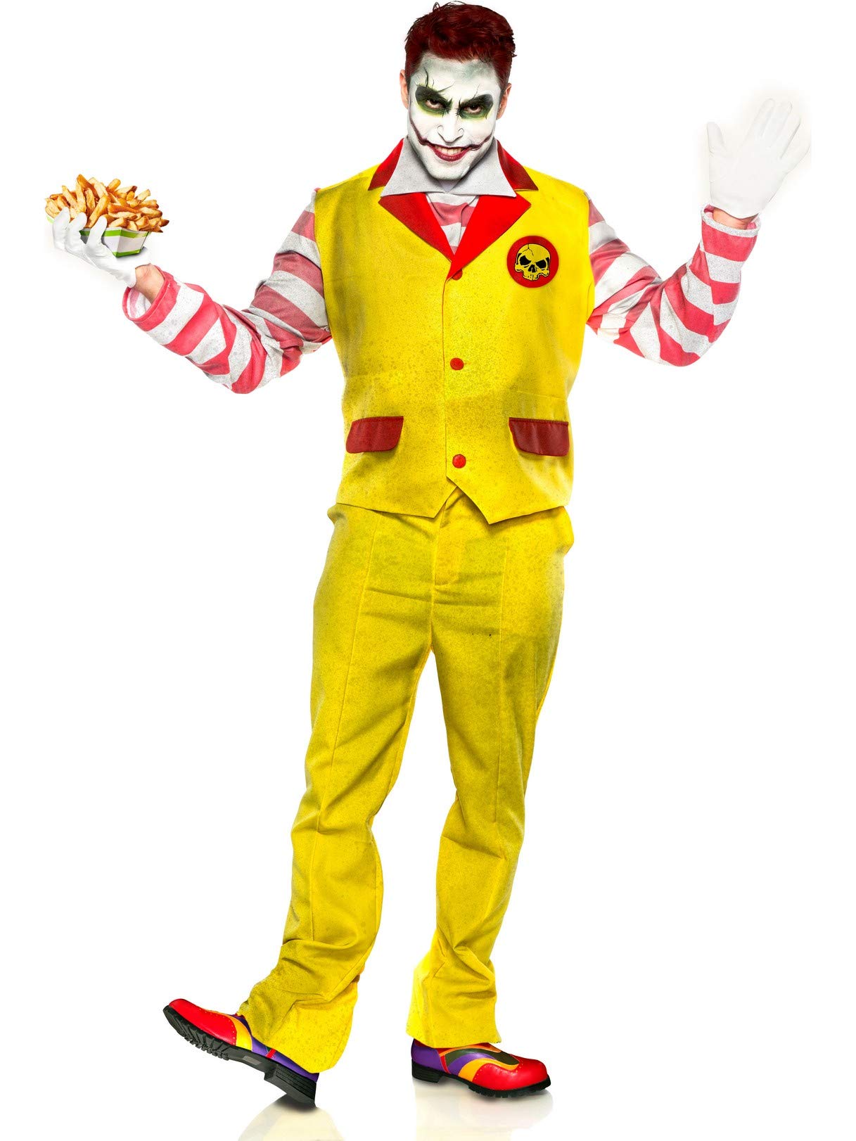 Scary Evil Fast Food Clown Costume for Men - Halloween Horror Cosplay & Party Outfit