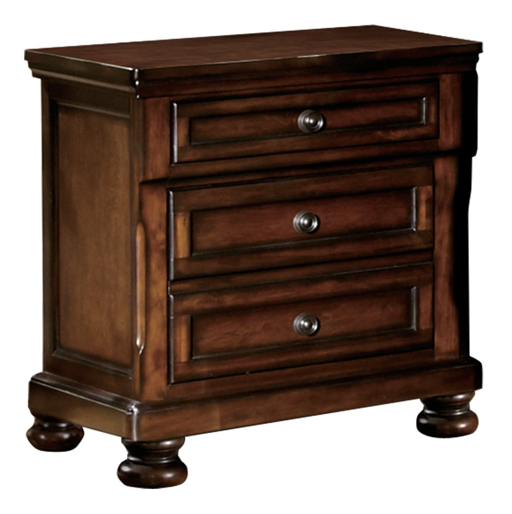 Homelegance Cumberland 2-Drawer Nightstand, Cherry Finish - Modern Bedside Table with Storage for Bedroom, Living Room or Guest Room