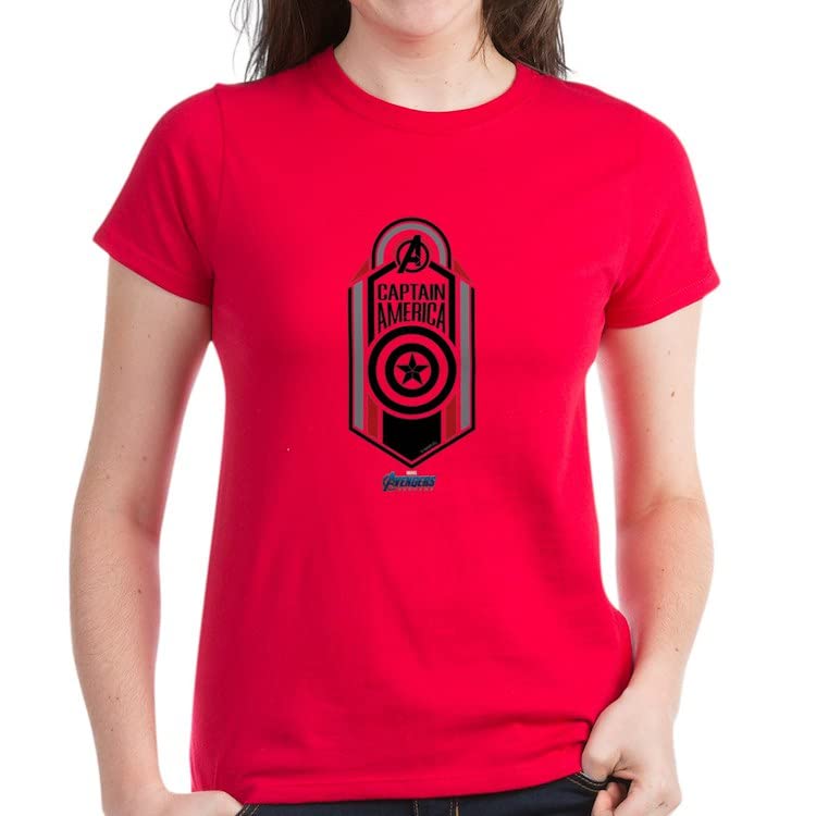Captain America Logo Women's Cotton T-Shirt | Marvel Superhero Graphic Tee | Casual Wear & Cosplay | Perfect for Comic Con, Movie Nights & Superhero Fans