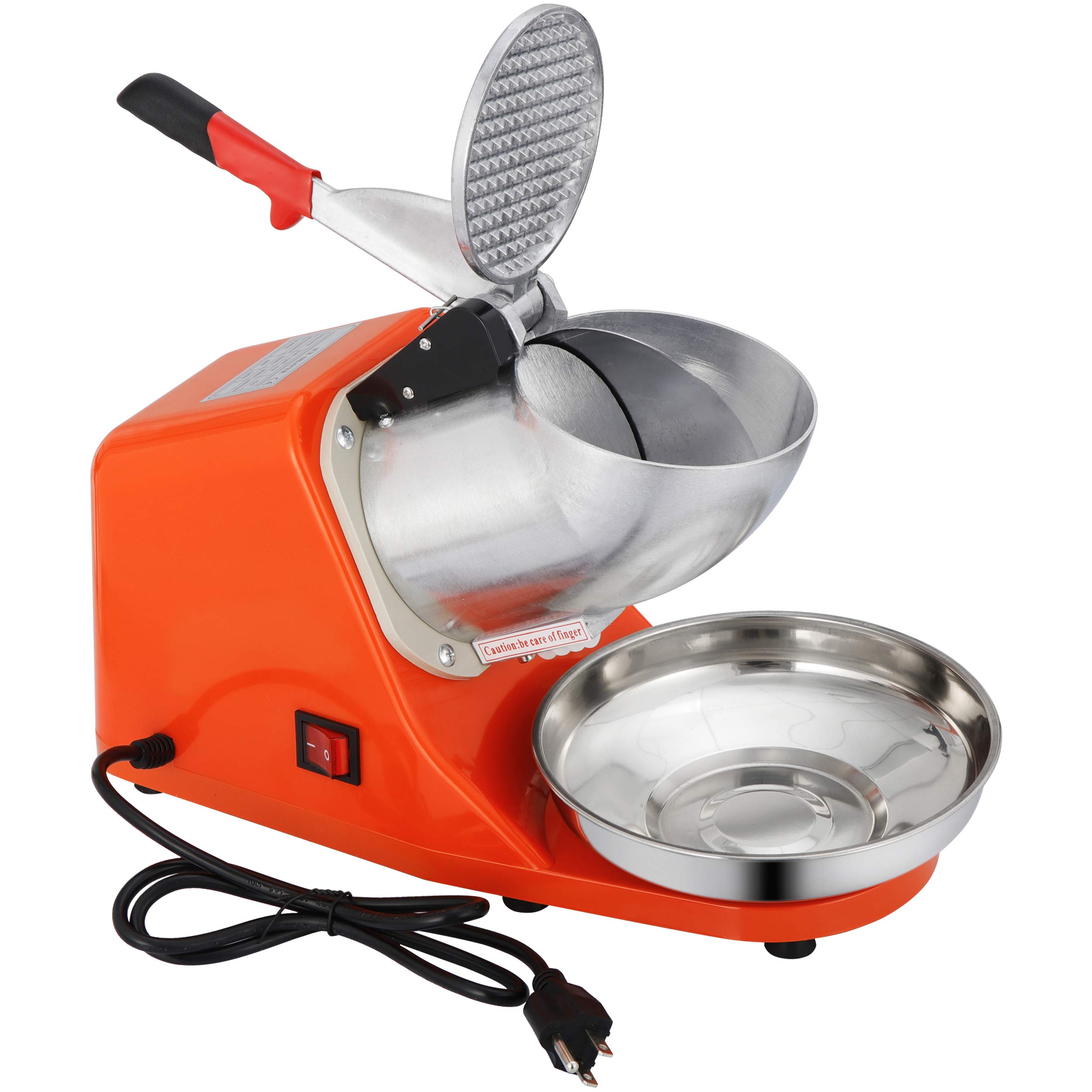 ZENY Electric Ice Crusher Machine - 145lbs/Hour Stainless Steel Snow Cone Maker & Shaved Ice Machine for Home & Commercial Use (Orange) - Perfect for Parties, Cocktails, and Summer Treats