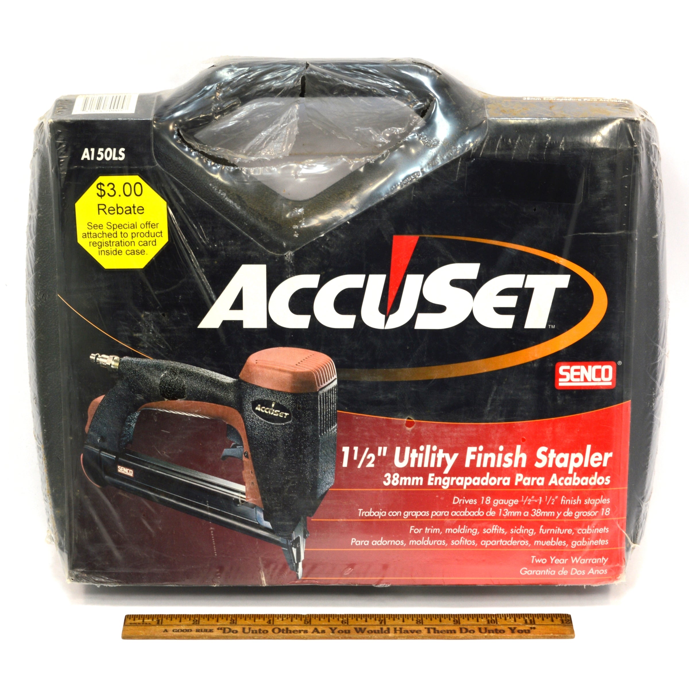 SENCO ACCUSET 1-1/2 Inch Utility Finish Stapler #A150LS Pneumatic Nail Gun - Professional Woodworking & Upholstery Tool for Carpentry Projects