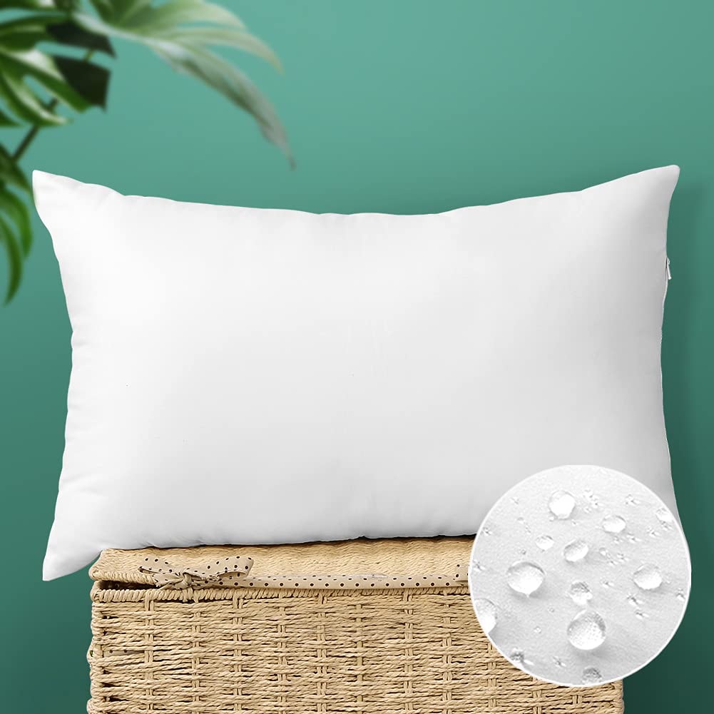 OTOSTAR Premium Waterproof Outdoor Throw Pillow Inserts - 12x20 Inches White Square Cushion Stuffer for Garden, Bench, Patio & Poolside Decor - All-Weather Decorative Pillow Filler for Outdoor Furniture