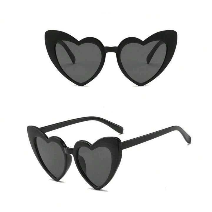 Heart-Shaped Sunglasses for Women - Trendy Black UV Protection Shades for Summer, Beach, and Outdoor Activities