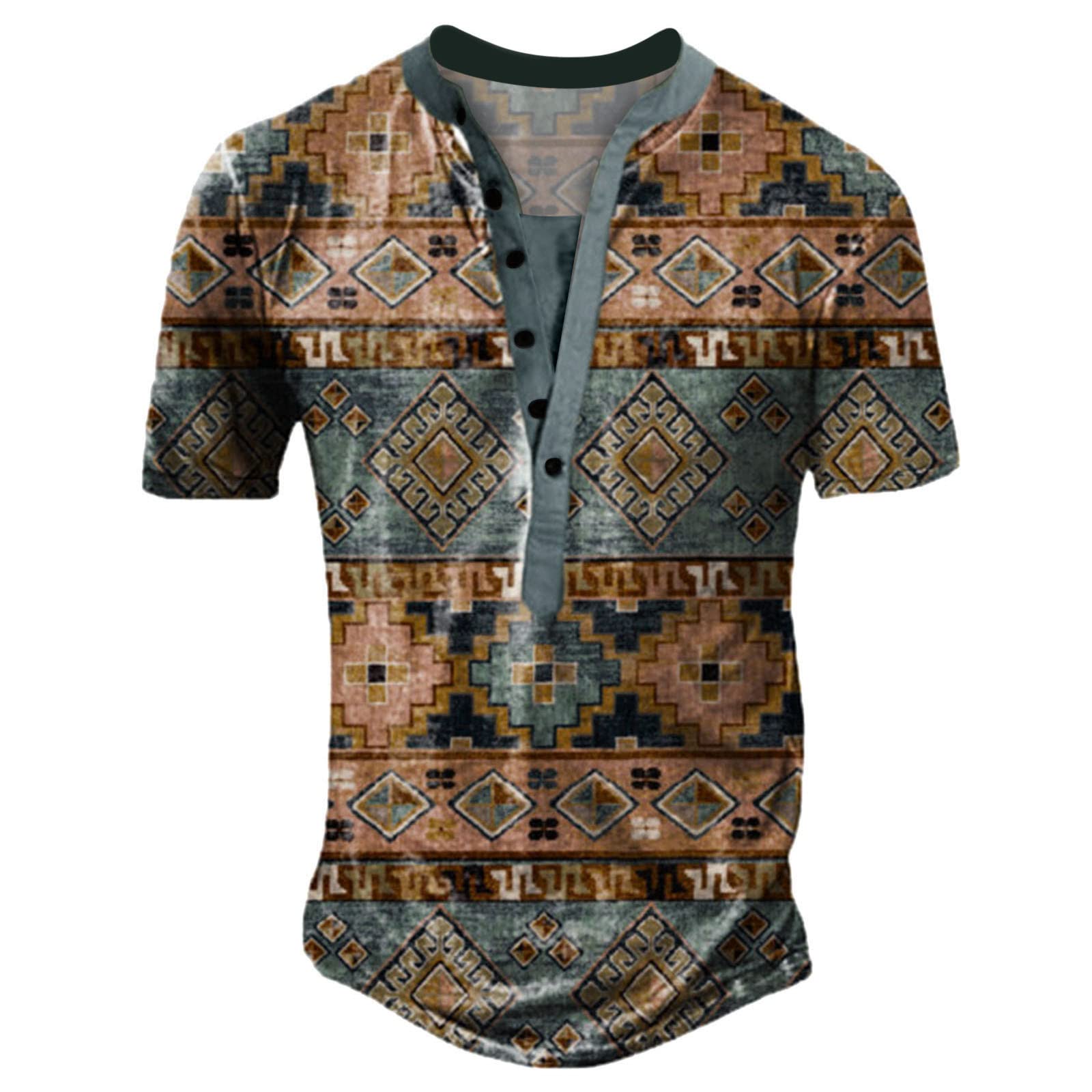 Men's Henley Shirts - Short Sleeve Button Down Casual Tee | Vintage Washed Cotton T-Shirt for Men | Perfect for Casual Outings, Weekend Wear & Retro Style