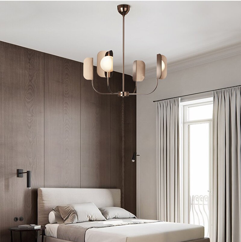Elegant Metal Leaves Globe Chandelier - Modern Lighting Fixture for Dining Room, Living Room & Bedroom Decoration