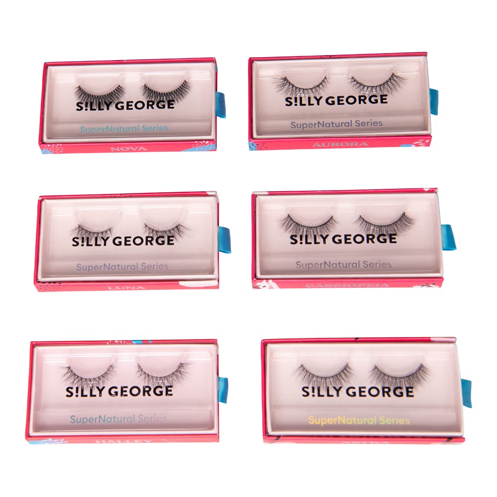 Silly George SuperNatural False Eyelashes - Clear Flexible Band for Natural Look, Lightweight & Comfortable (Astra) | Perfect for Daily Wear, Special Occasions & Enhancing Eye Makeup