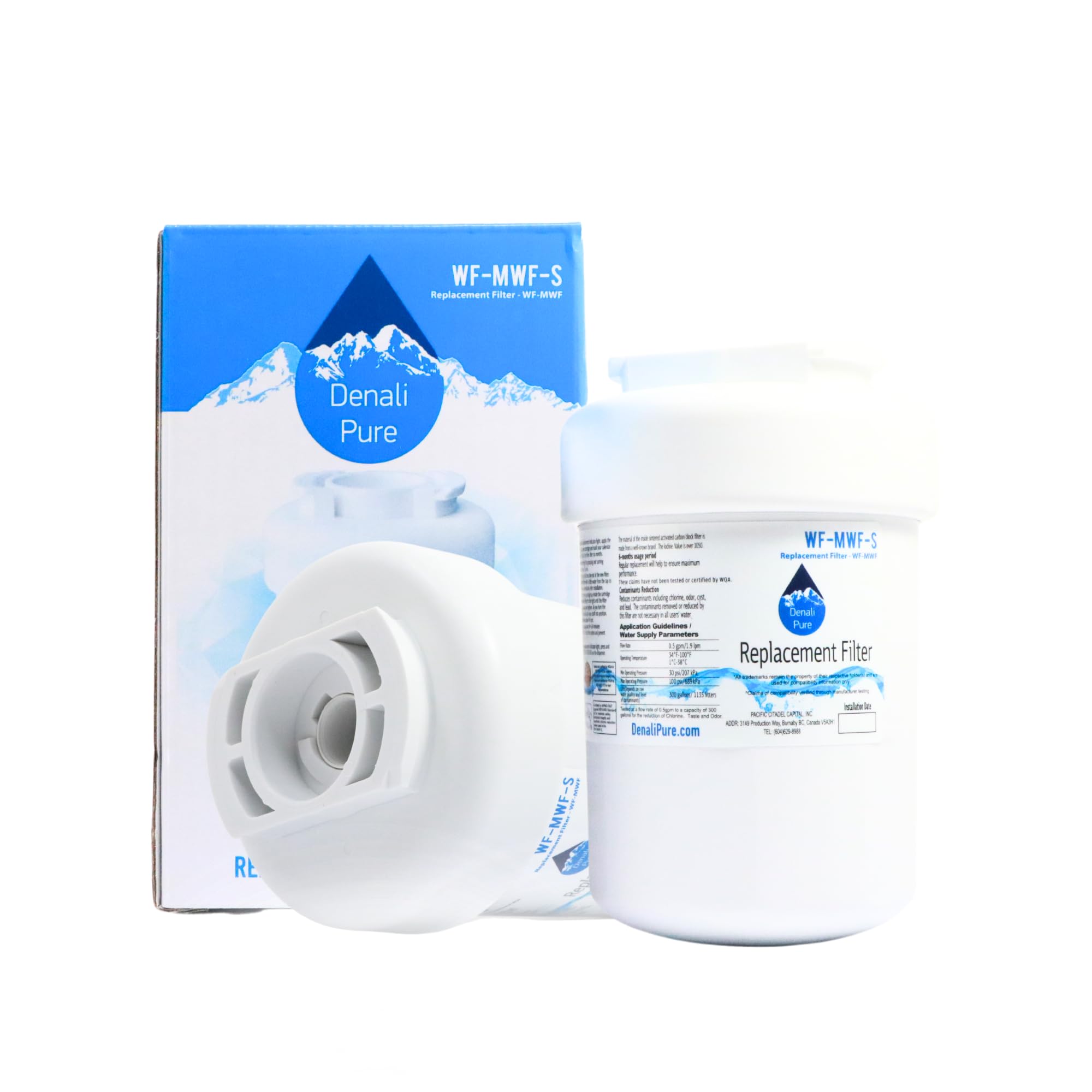 GE MWF MWFP Refrigerator Water Filter Replacement - Compatible with General Electric ESF25LGRBBB, NSF Certified for Clean Drinking Water - Perfect for Home Kitchen Fridge Water Dispenser and Ice Maker
