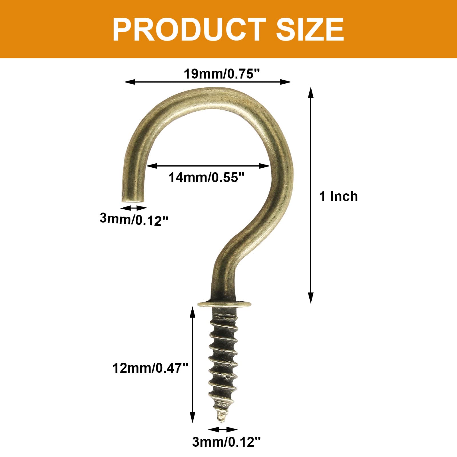 60 Pcs 1 Inch Bronze Ceiling Cup Hooks with Self-Tapping Screws - Heavy Duty Hanging Hooks for Plants, Lights & Home Decor