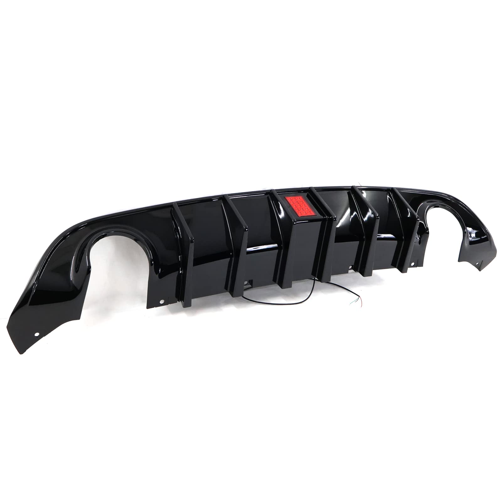 FREEMOTOR802 Rear Bumper Diffuser w/LED Light for 2015-2023 Dodge Charger | IKON V4 Style Gloss Black Lip Shark Fins | PP Material | Enhances Sporty Look & Night Visibility | Perfect for Car Enthusiasts & Street Racing