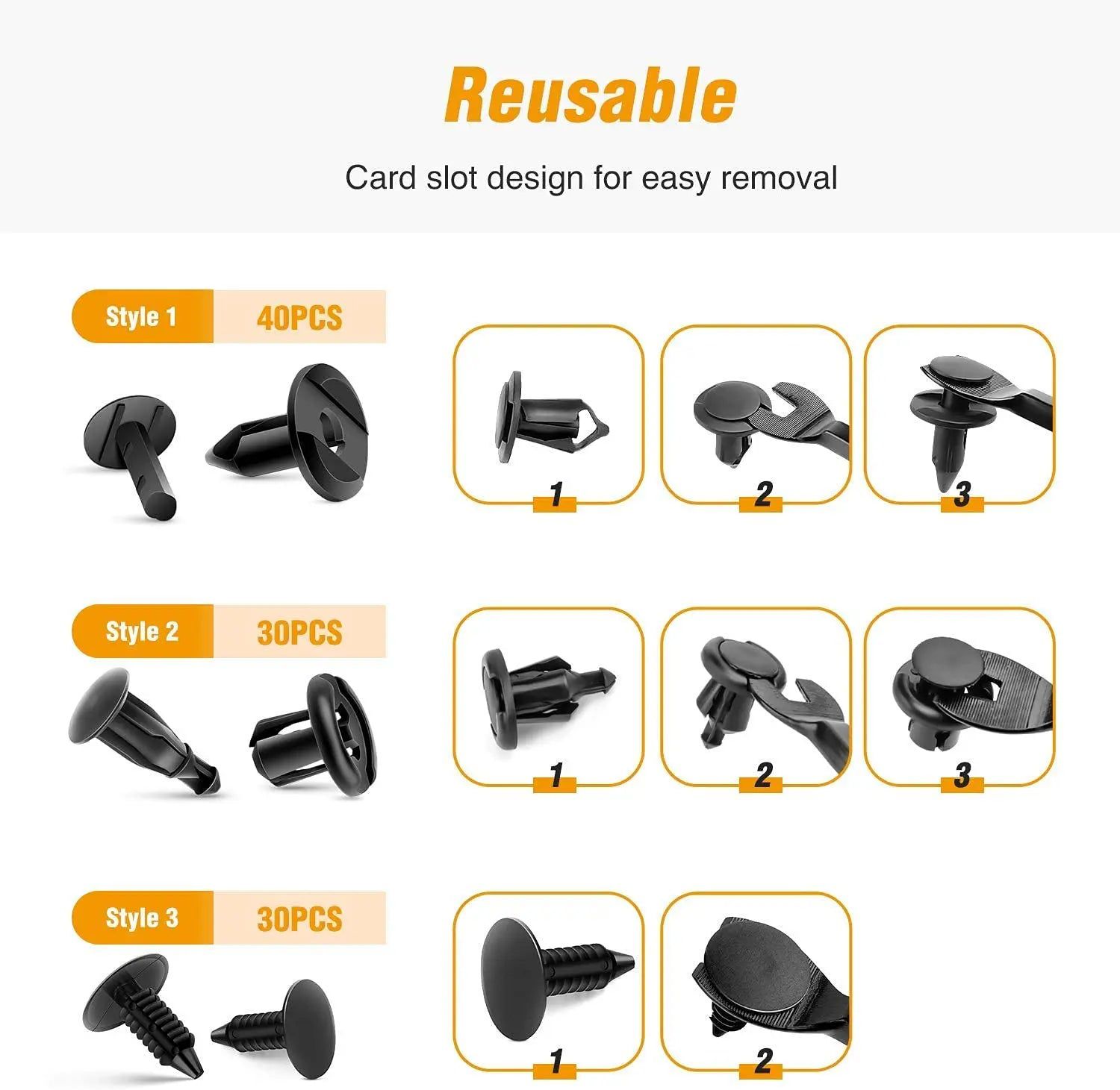 200 Pcs Car Push Retainer Clips Kit Compatible with GM Ford Chrysler - Auto Body Fasteners for Bumper, Fender & Trim Repair - DIY Automotive Replacement Parts