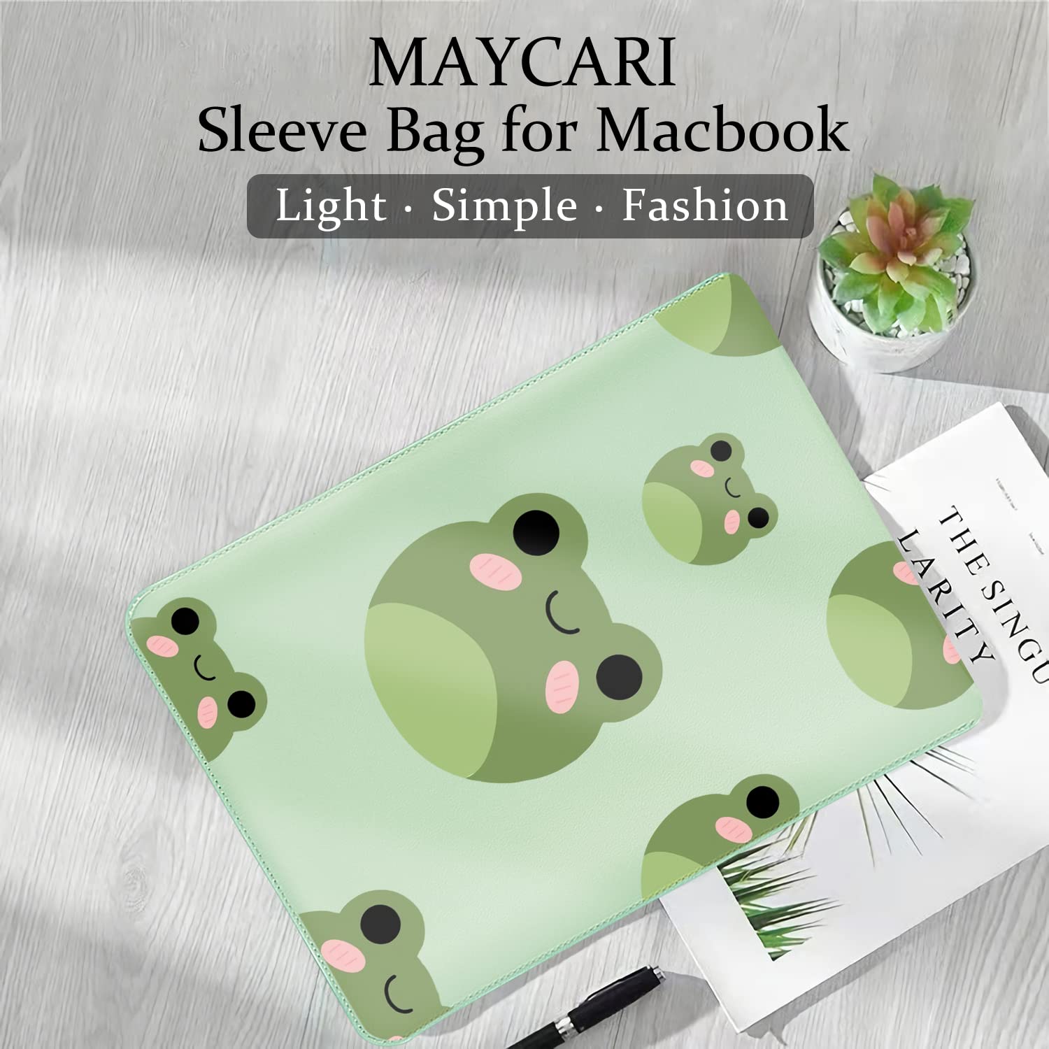MAYCARI 15.6-16 Inch Cute Frog Laptop Sleeve Case Bag for MacBook Pro 16