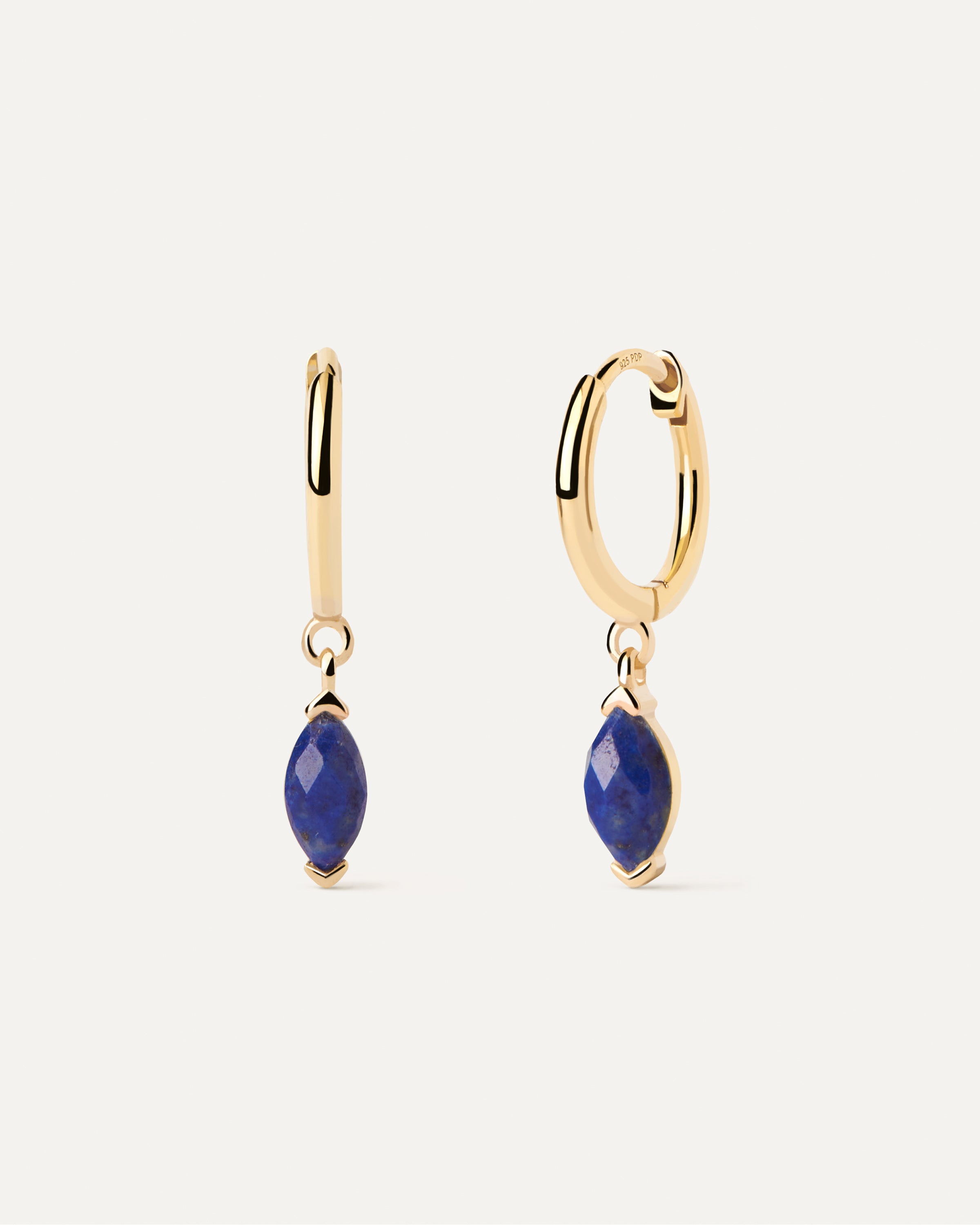 Lapis Lazuli Nomad Hoops - Handmade Bohemian Earrings for Women, 925 Sterling Silver Dangle Hoops, Boho Chic Jewelry for Everyday Wear & Special Occasions