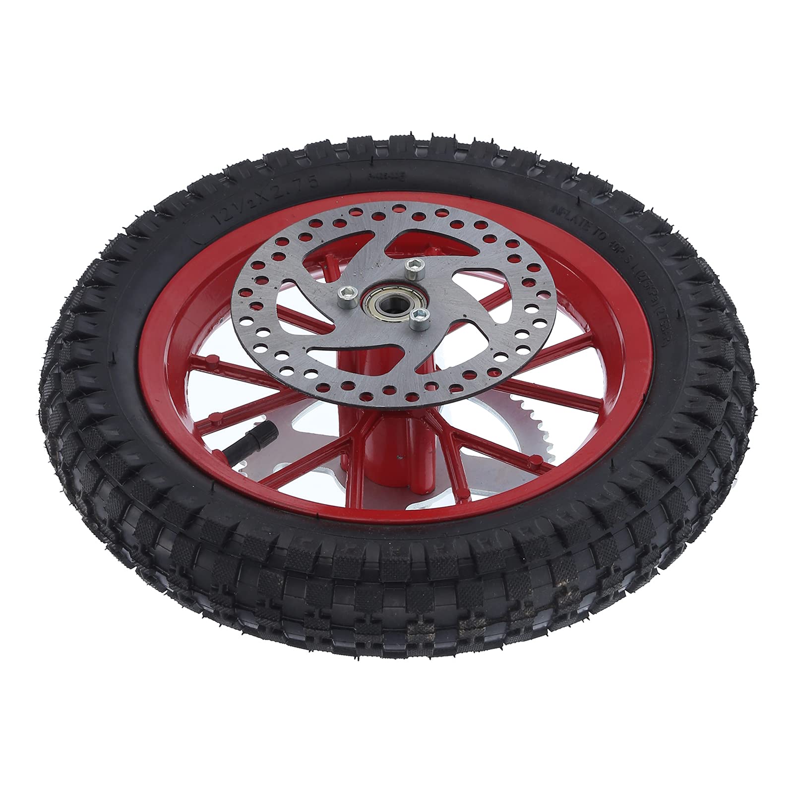 KIMISS 12.5x2.75 Inch Dirt Bike Rear Wheel - Steel Alloy Slip-Proof Mini Pocket Tire for 2 Stroke Motorcycles (Red) - Perfect for Off-Road Racing & Trail Riding