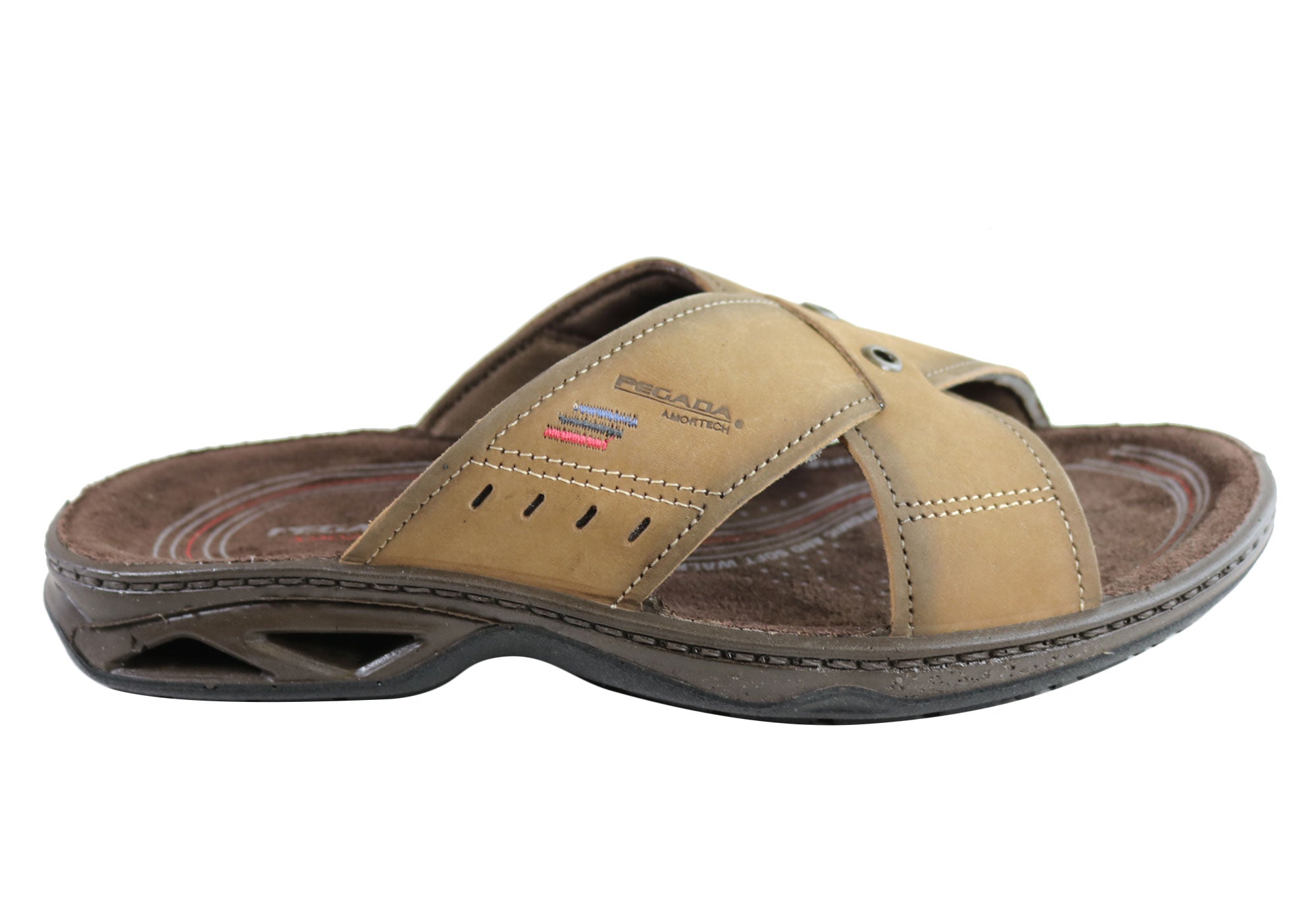 Jefferson Men's Leather Slide Sandals - Comfortable Brazilian-Made Casual Sandals for Beach, Pool & Summer Wear