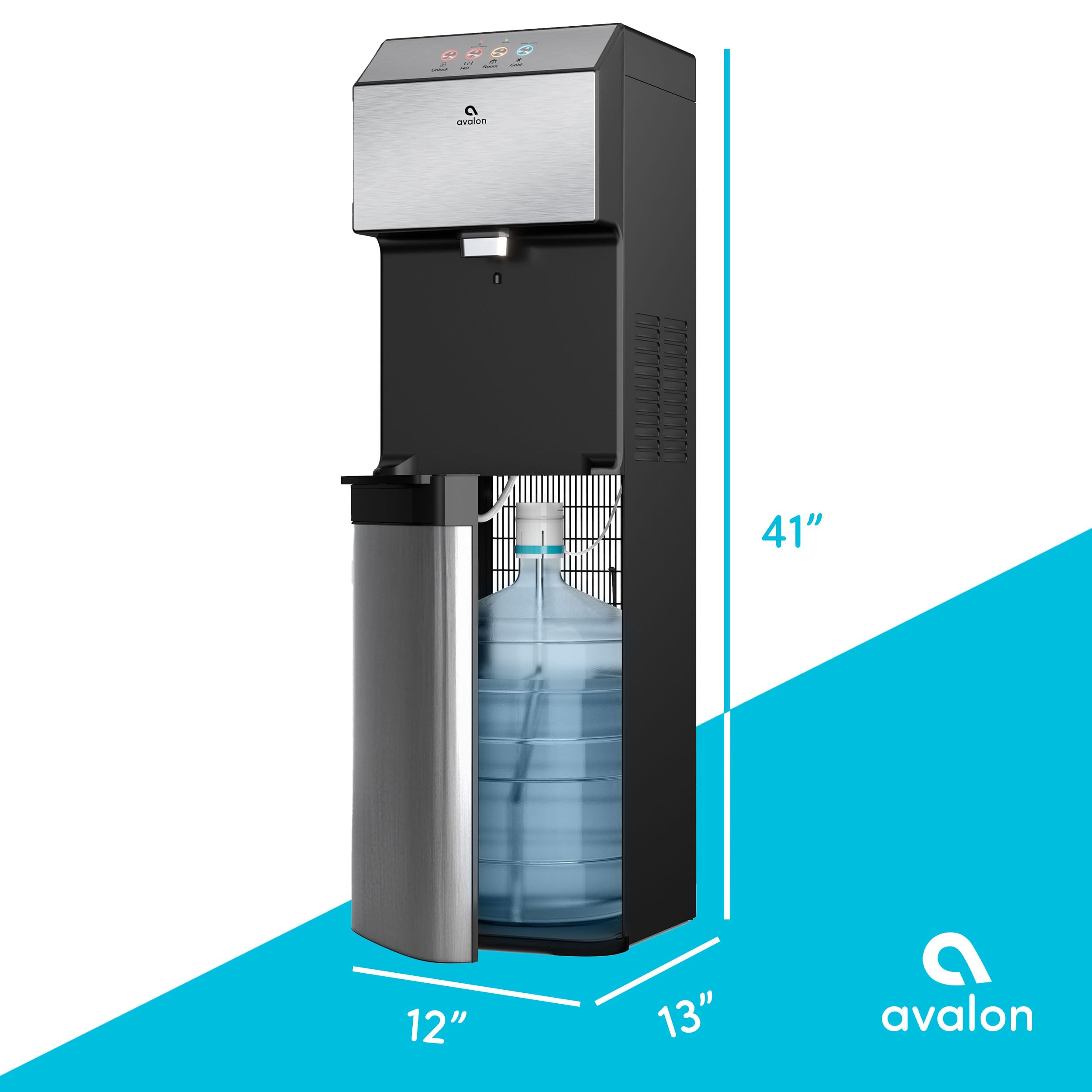 Avalon Electronic Bottom Loading Water Cooler Dispenser - 3 Temperature Settings (Hot, Cold & Room Temp), Stainless Steel Cabinet, Self-Cleaning | Perfect for Office, Home & Commercial Use