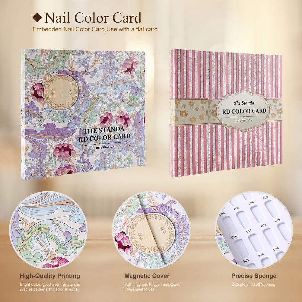 Dioche Modern Nail Art Display Card - 120 Colors Nail Polish Gel Color Swatch Book - Professional Nail Salon Sample Display Board (Striped Cover, 24.5 x 22 x 2cm) - Perfect for Nail Technicians & DIY Manicures at Home