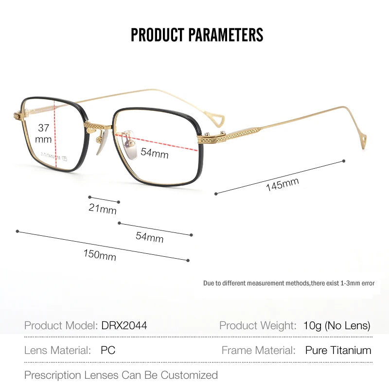 Men's Titanium Full Rim Square Eyeglasses - Lightweight Durable Frame for Work & Reading | Fashionable Brow Line Design 942044 | Perfect for Office, Driving & Daily Use