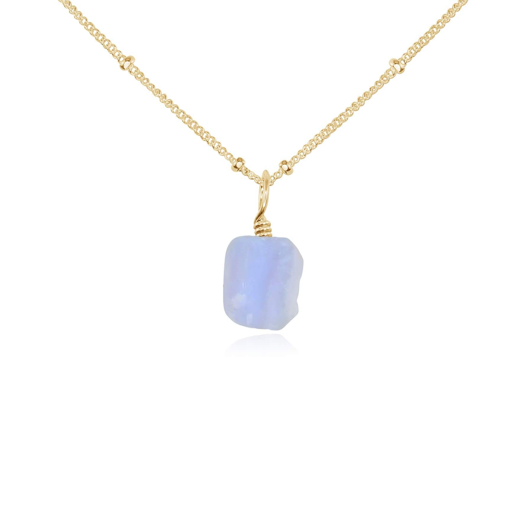 Tiny Raw Blue Lace Agate Pendant Necklace - Natural Stone Jewelry for Women - Perfect for Boho Style, Meditation & Everyday Wear