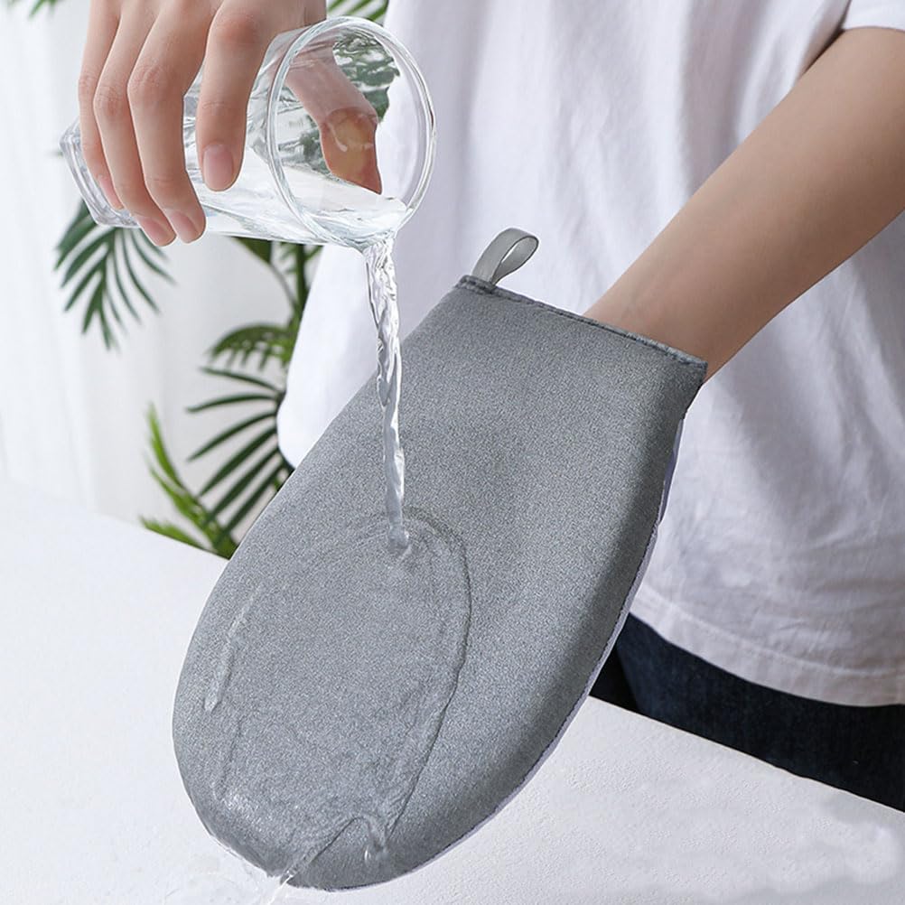 LOGOFUN 2-Pack Heat Resistant Ironing Gloves for Garment Steamer - Anti-Steam Mini Gloves, Large Size (Grey) - Perfect for Ironing, Steaming & Protecting Hands from Heat