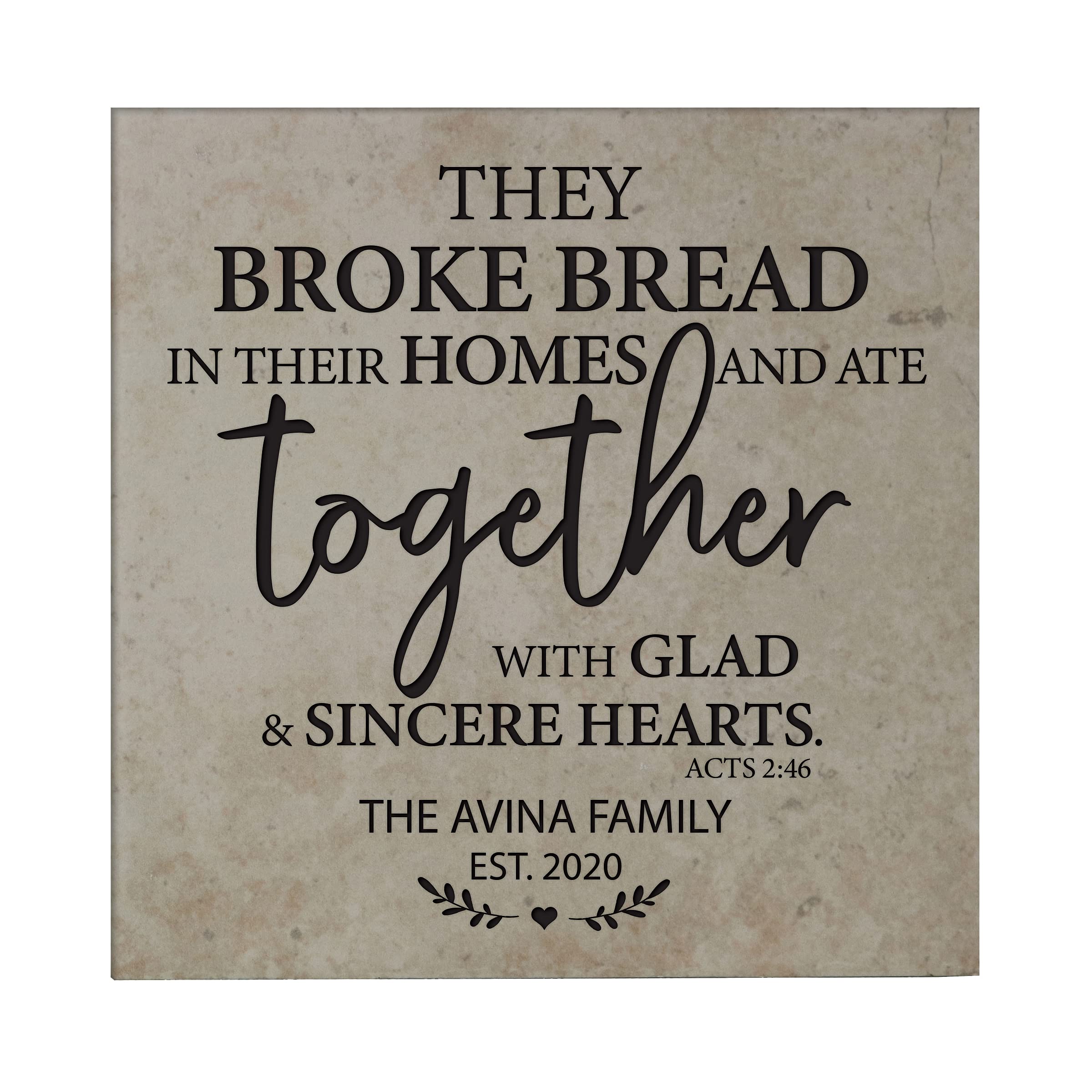 LifeSong Milestones Personalized Ceramic Trivets - Heat Resistant Kitchen Decor Accessories for Table Insulation - 5.75x5.75 Inch Home & Office Gift (They Broke Bread Design) - Perfect for Dining Tables, Coffee Bars & Holiday Gatherings
