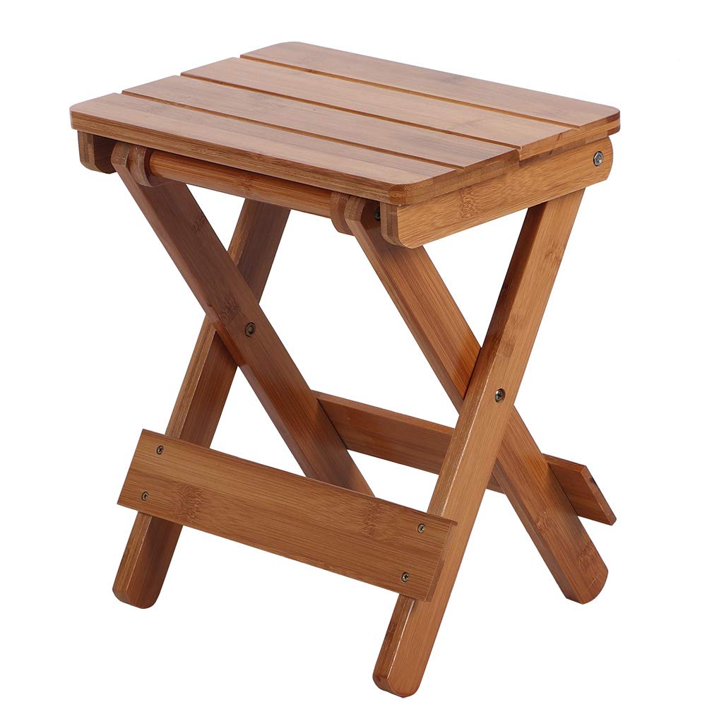 **Garosa Solid Wood Folding Stool - Portable Bamboo Seat for Outdoor, Camping, Fishing & Home Use - Compact Square Bench for Adults - Durable Low Stool for Patio, Garden & Indoor Decor**