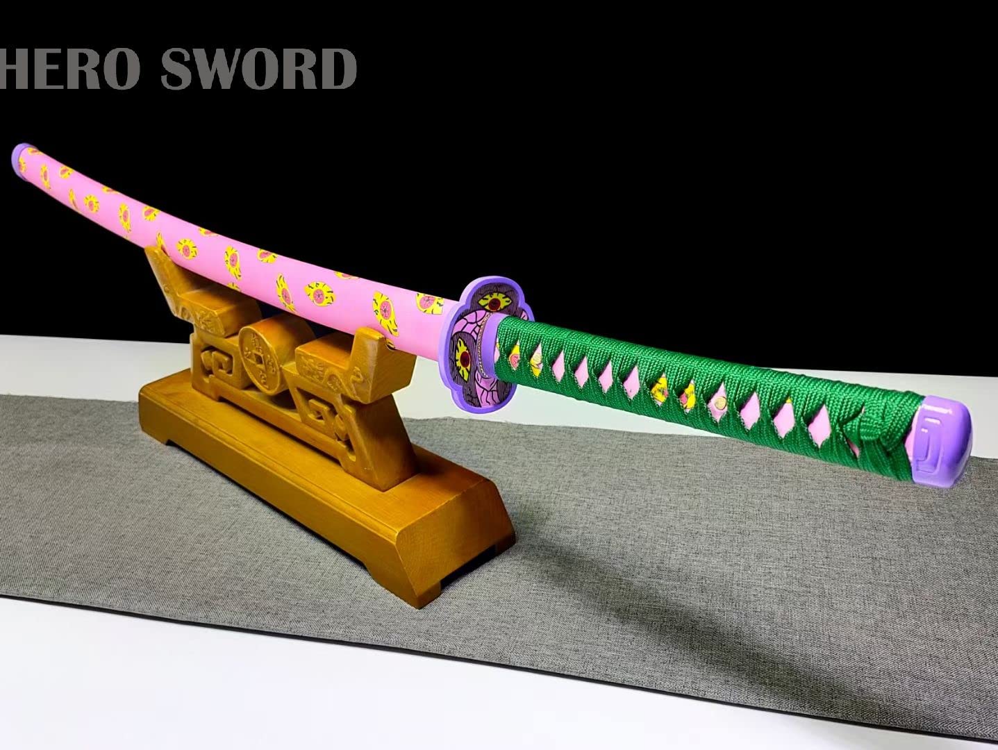 Handmade 1095 High Carbon Steel Demon Slayer Katana Sword - Agatsuma Zenitsu Cosplay Knife, Sharp Japanese Anime Sword Real Weapon - Perfect for Cosplay, Collection & Martial Arts Training
