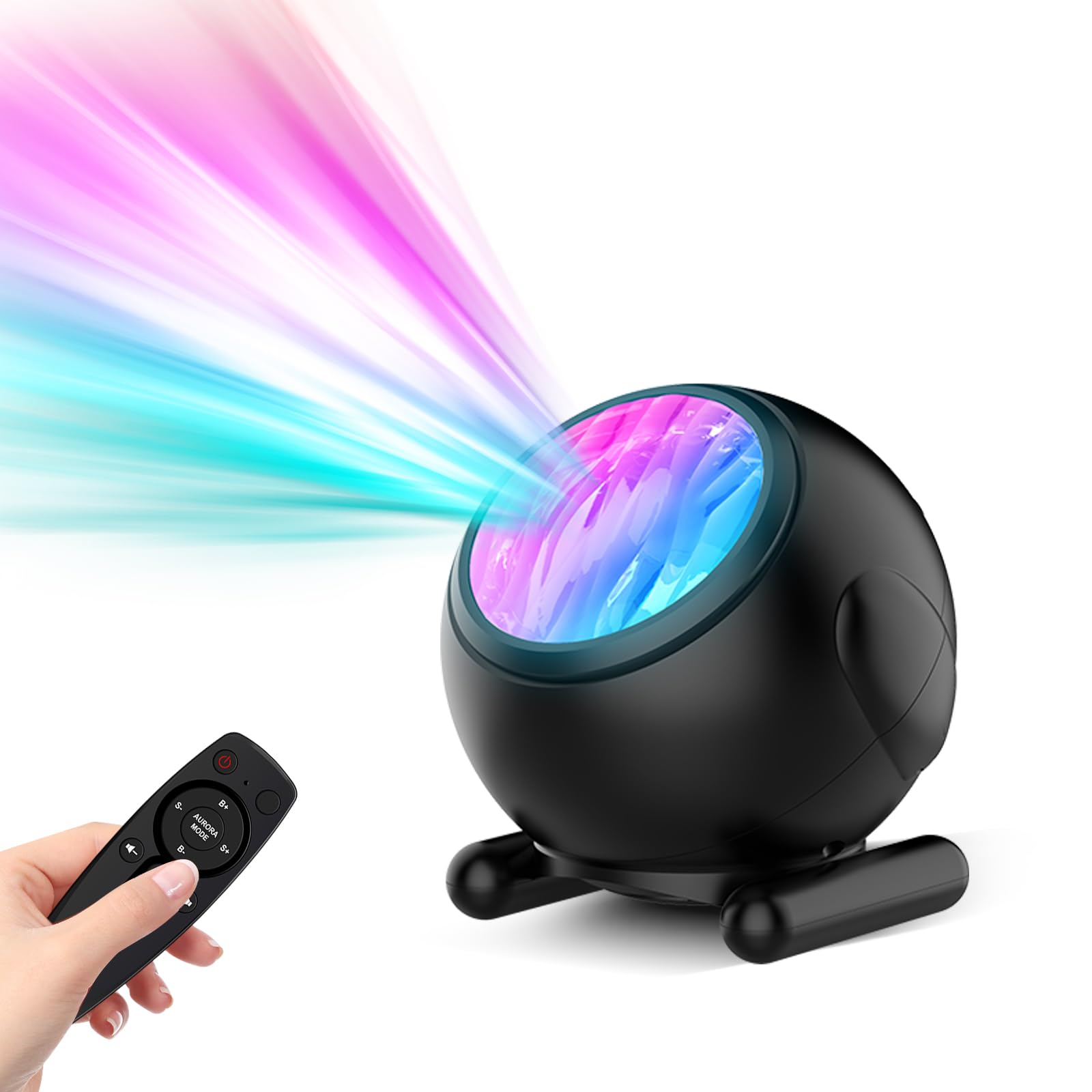 Best Northern Lights Projector with White Noise Machine & Remote - 8 Aurora Borealis Effects, Adjustable Galaxy Night Light for Bedroom, Sleep Aid Timer - Perfect for Relaxation, Meditation & Baby Nursery
