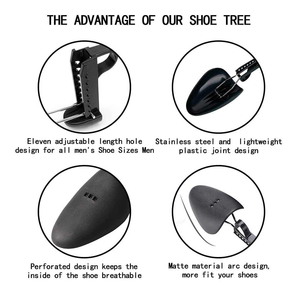 Premium Adjustable Shoe Trees for Men - Cedar Wood Shoe Stretchers & Maintainers - Perfect for Dress Shoes, Boots & Sneakers - Prevents Odor & Wrinkles - Ideal for Travel, Storage & Shoe Care